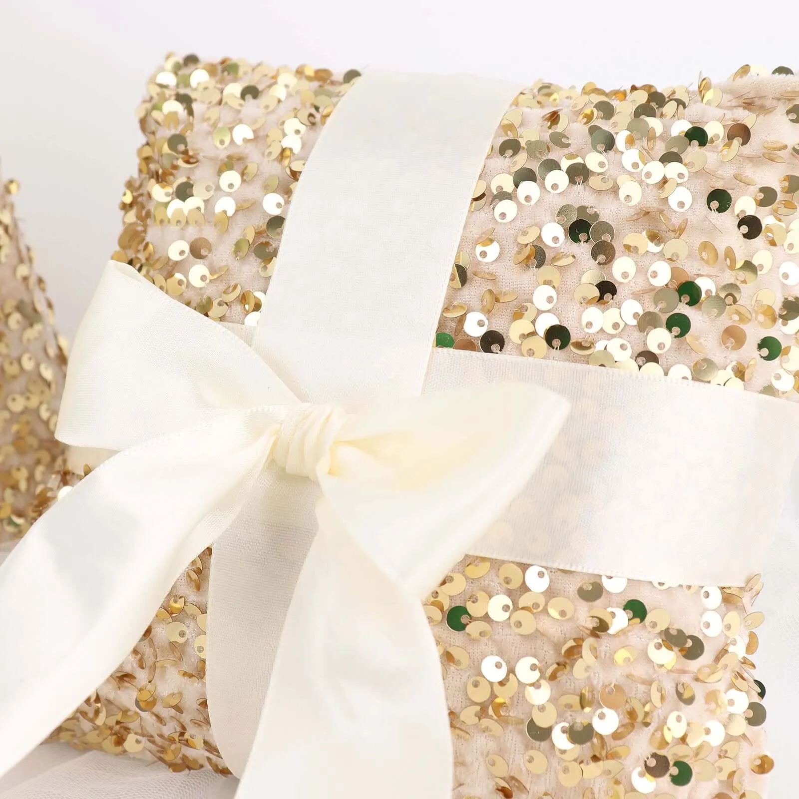 1 Set Gold Sequin Flower Girl Petal Basket and Ring Bearer Pillow Wedding Set