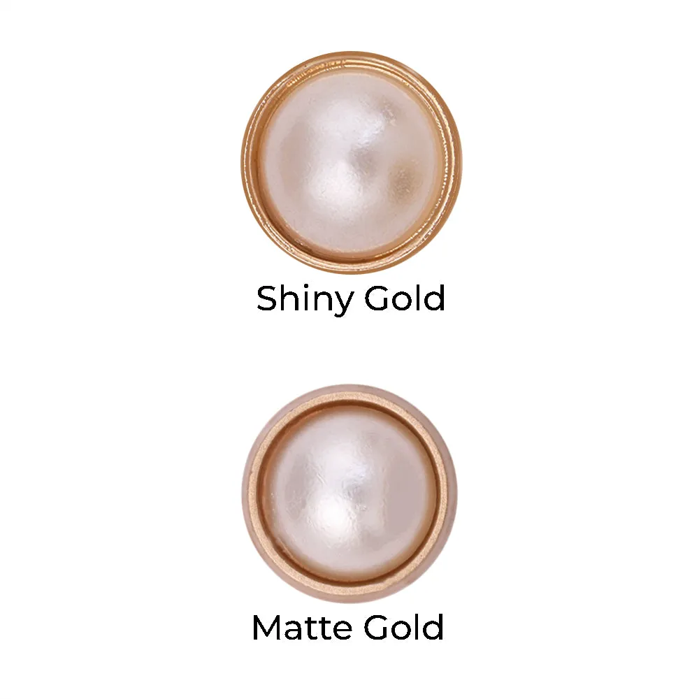 10mm (16L) Rounded Plain Rim Gold Pearl Metal Buttons