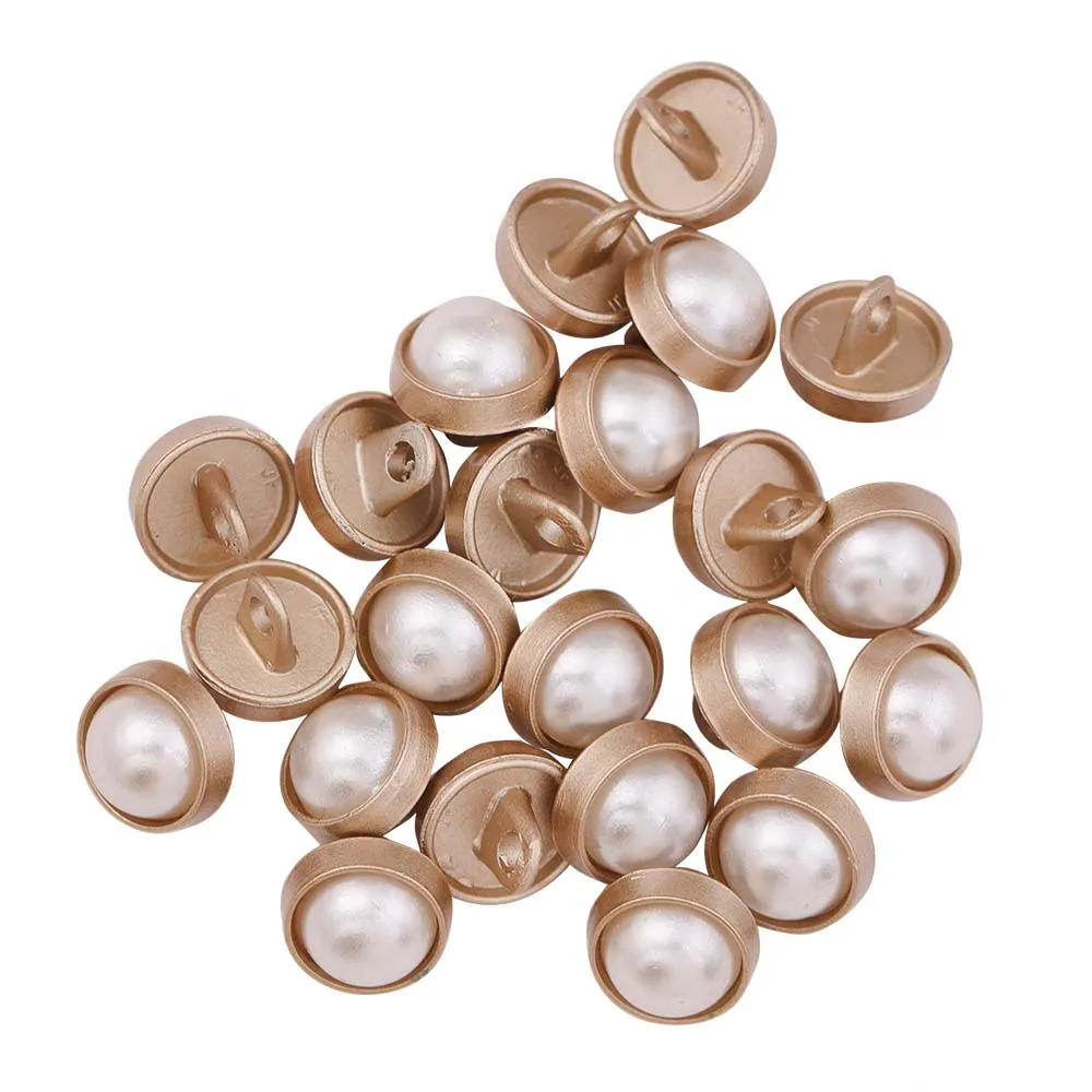 10mm (16L) Rounded Plain Rim Gold Pearl Metal Buttons