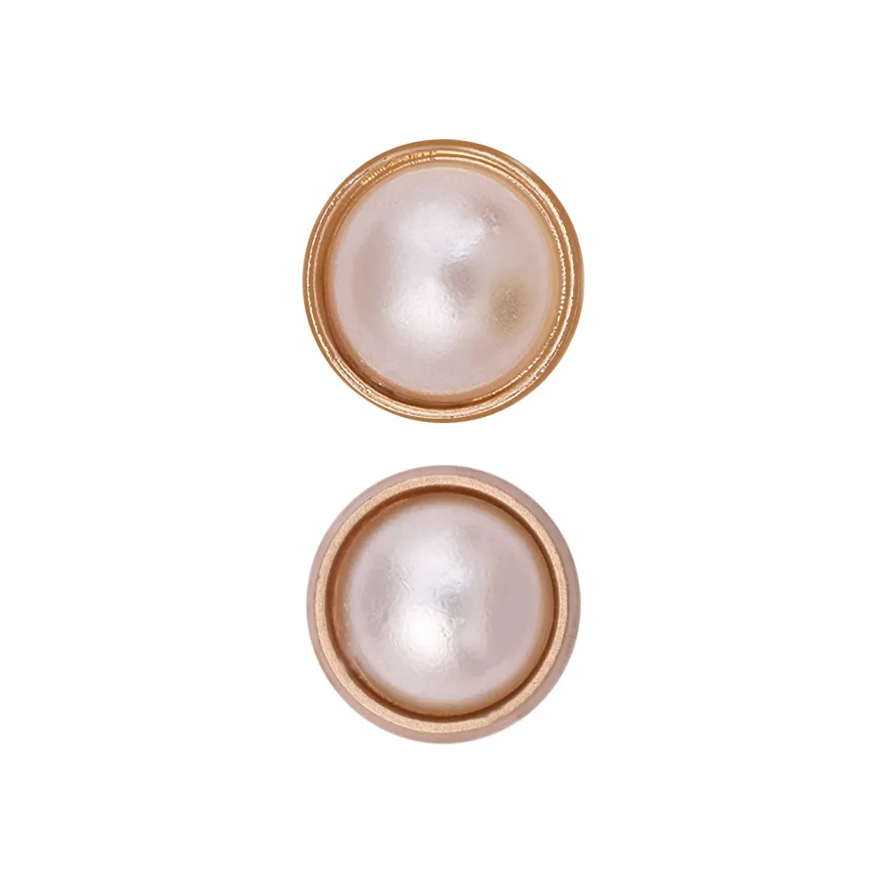 10mm (16L) Rounded Plain Rim Gold Pearl Metal Buttons