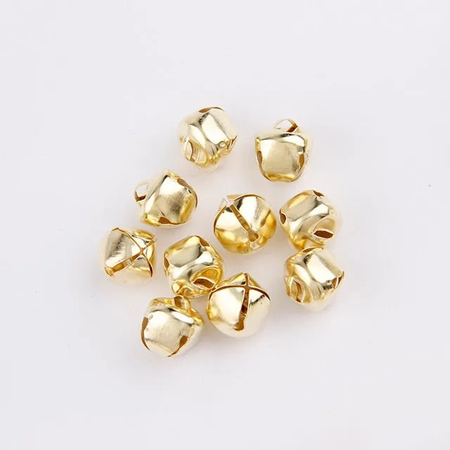 12/13/15/20/25/30mm Gold/White K Iron Water Plated Christmas Cross Bells Pendant Handmade Party DIY Crafts Accessories