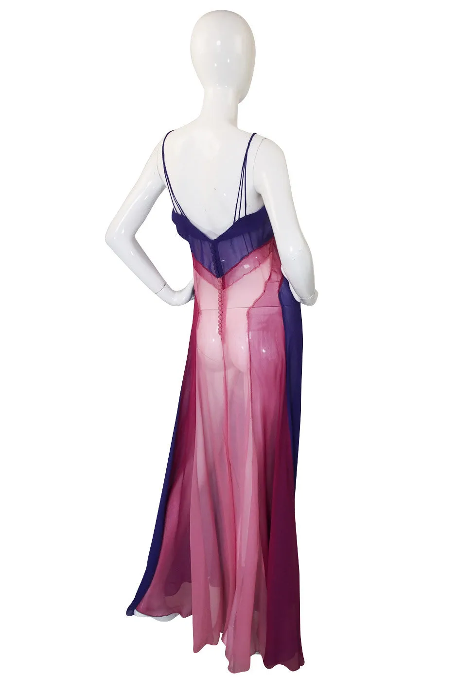 1930s Exceptional Paneled Silk Chiffon Gown