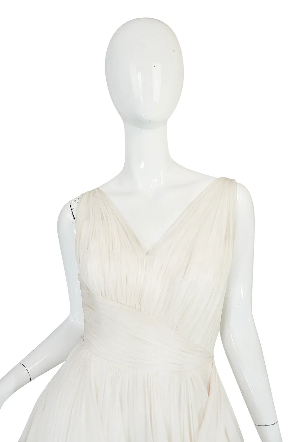 1950s Ivory Silk Pleated Dress in the Manner of Jean Desses