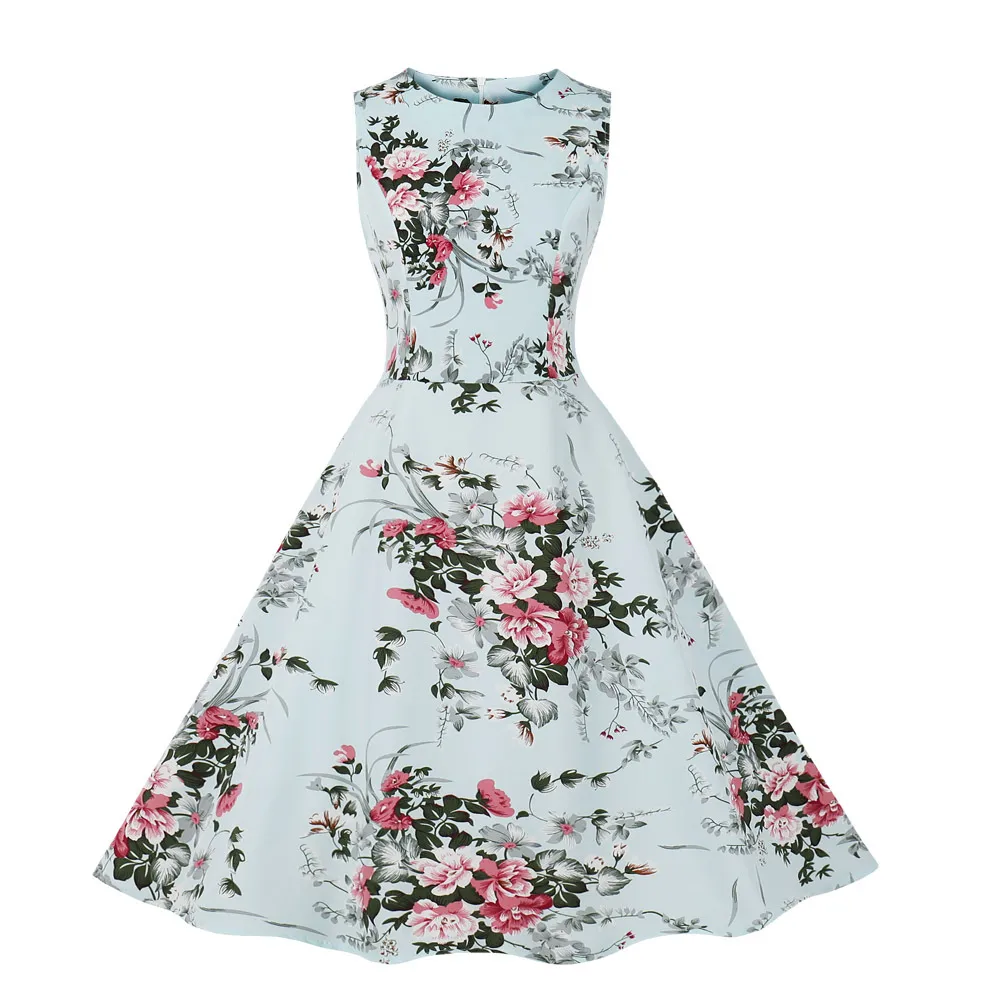 1950s Tie Waist Floral Midi Dress