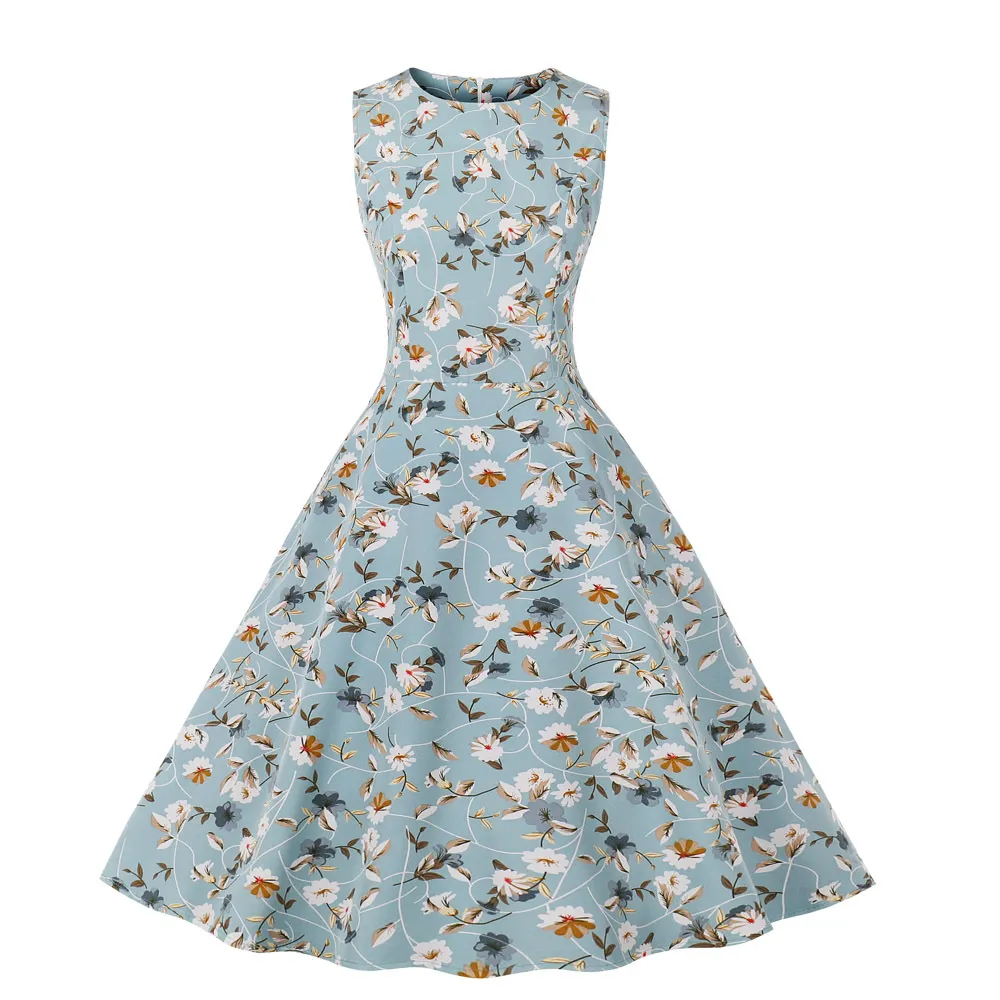 1950s Tie Waist Floral Midi Dress