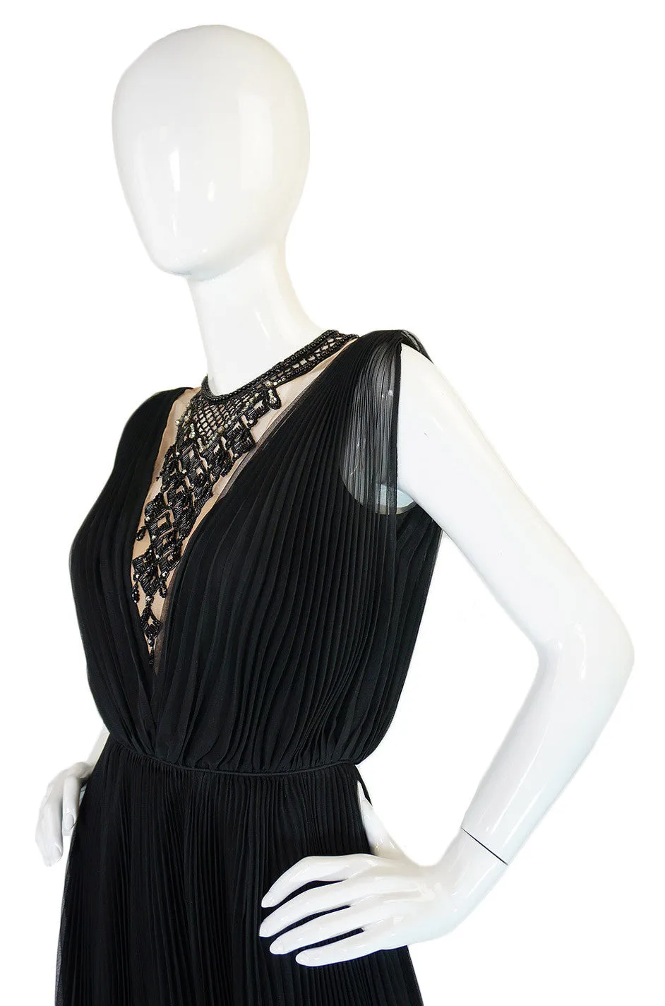 1960s Black Beaded Chiffon Jack Bryan Dress