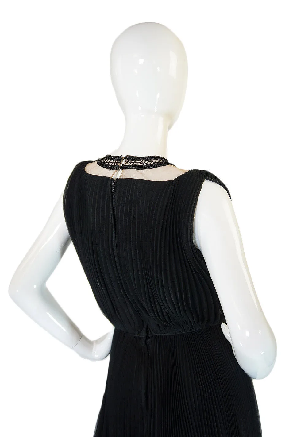 1960s Black Beaded Chiffon Jack Bryan Dress