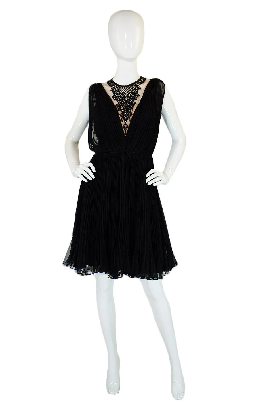 1960s Black Beaded Chiffon Jack Bryan Dress