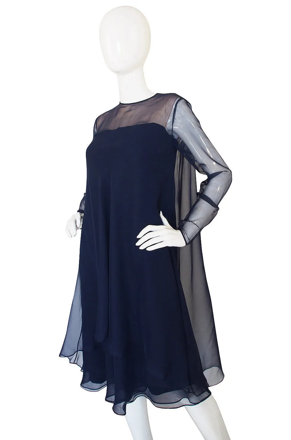 1960s Blue Silk Malcolm Starr Dress