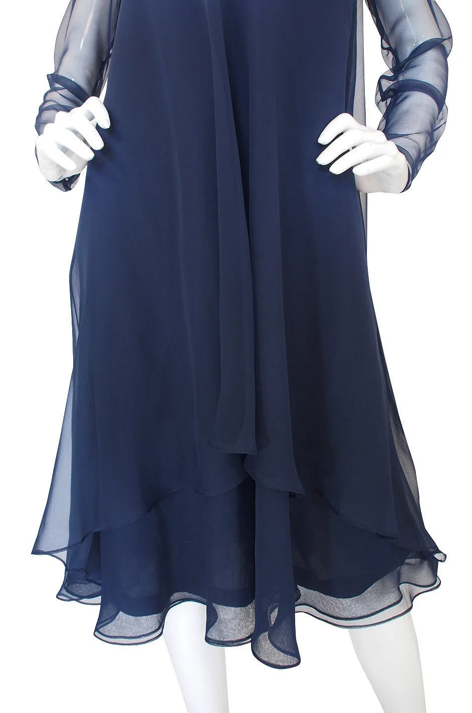 1960s Blue Silk Malcolm Starr Dress