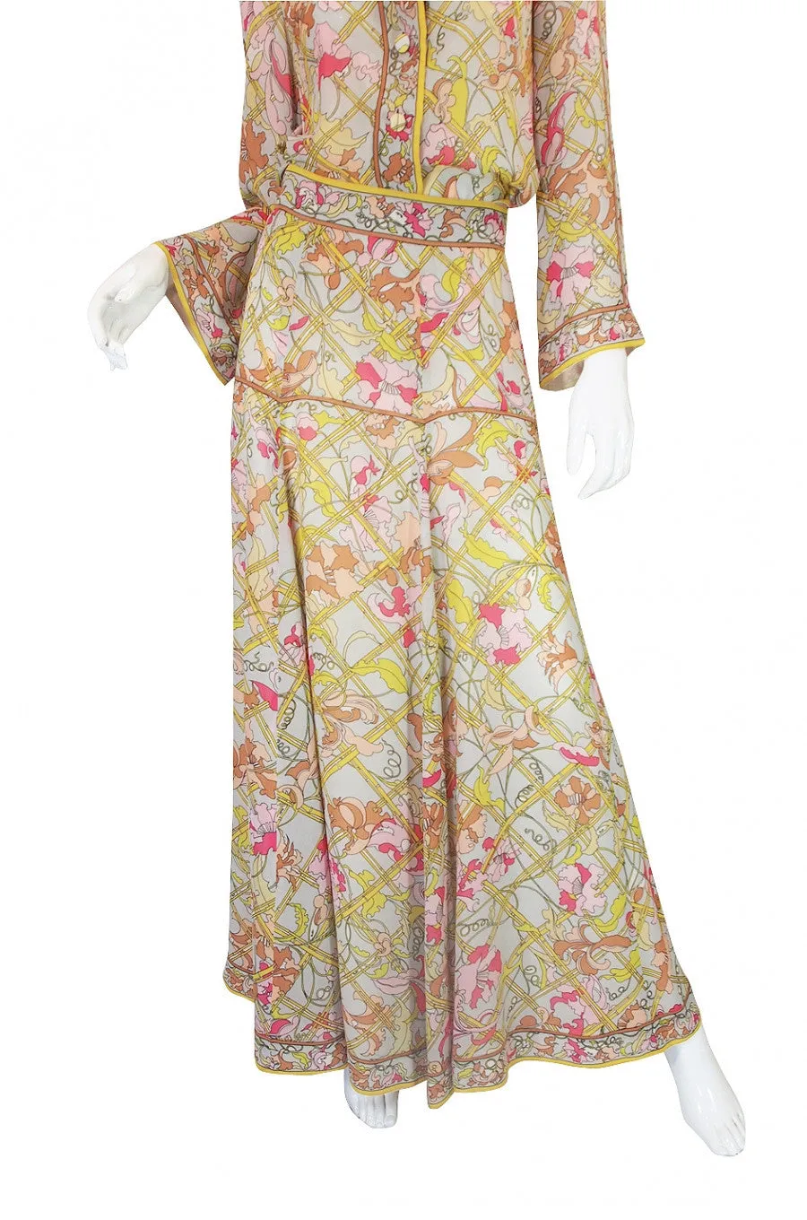 1960s Floating Silk Chiffon Emilio Pucci Skirt & Top Set