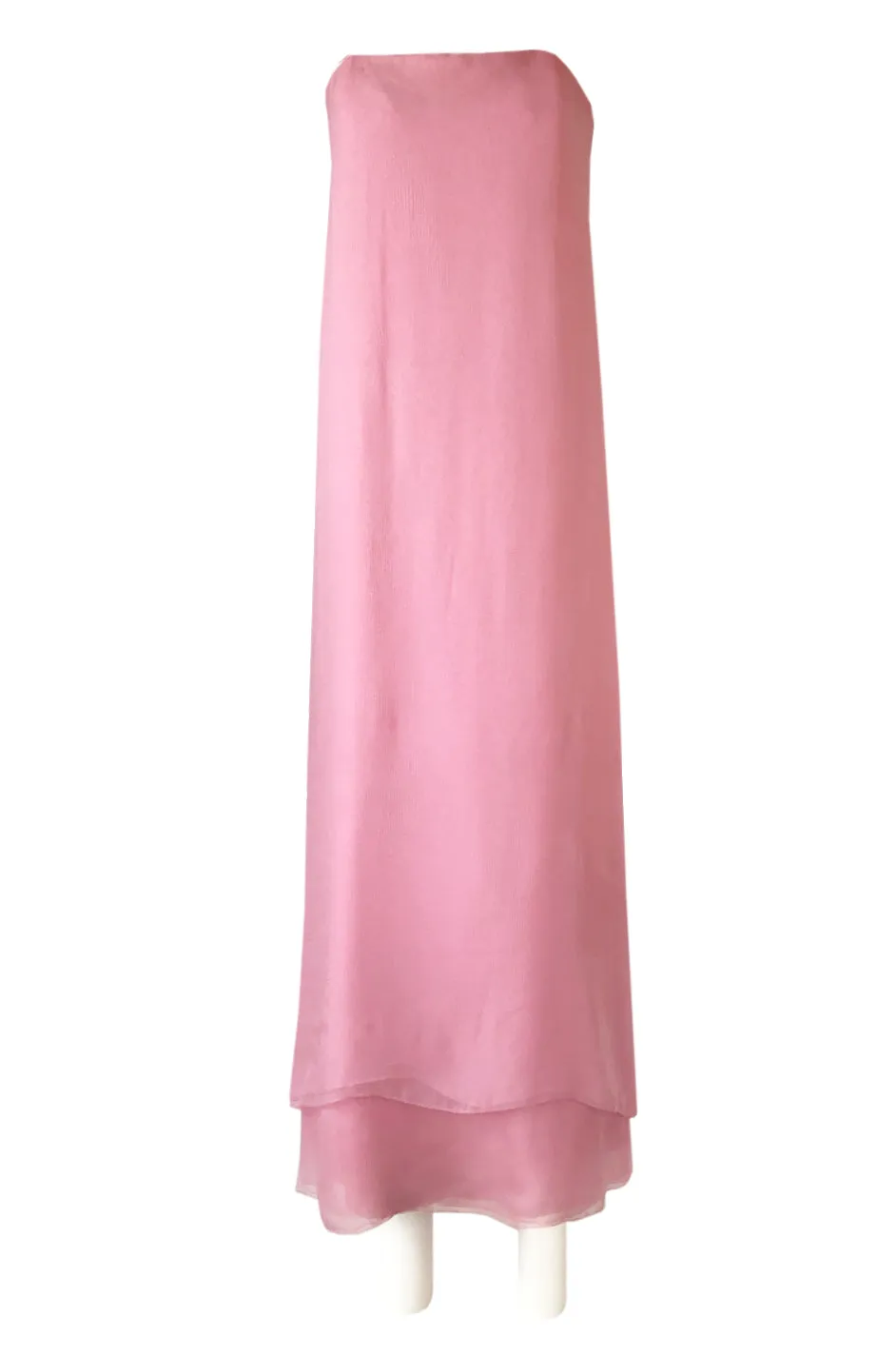 1960s George Stavropoulos Strapless Layered Light Pink SIlk Chiffon Dress