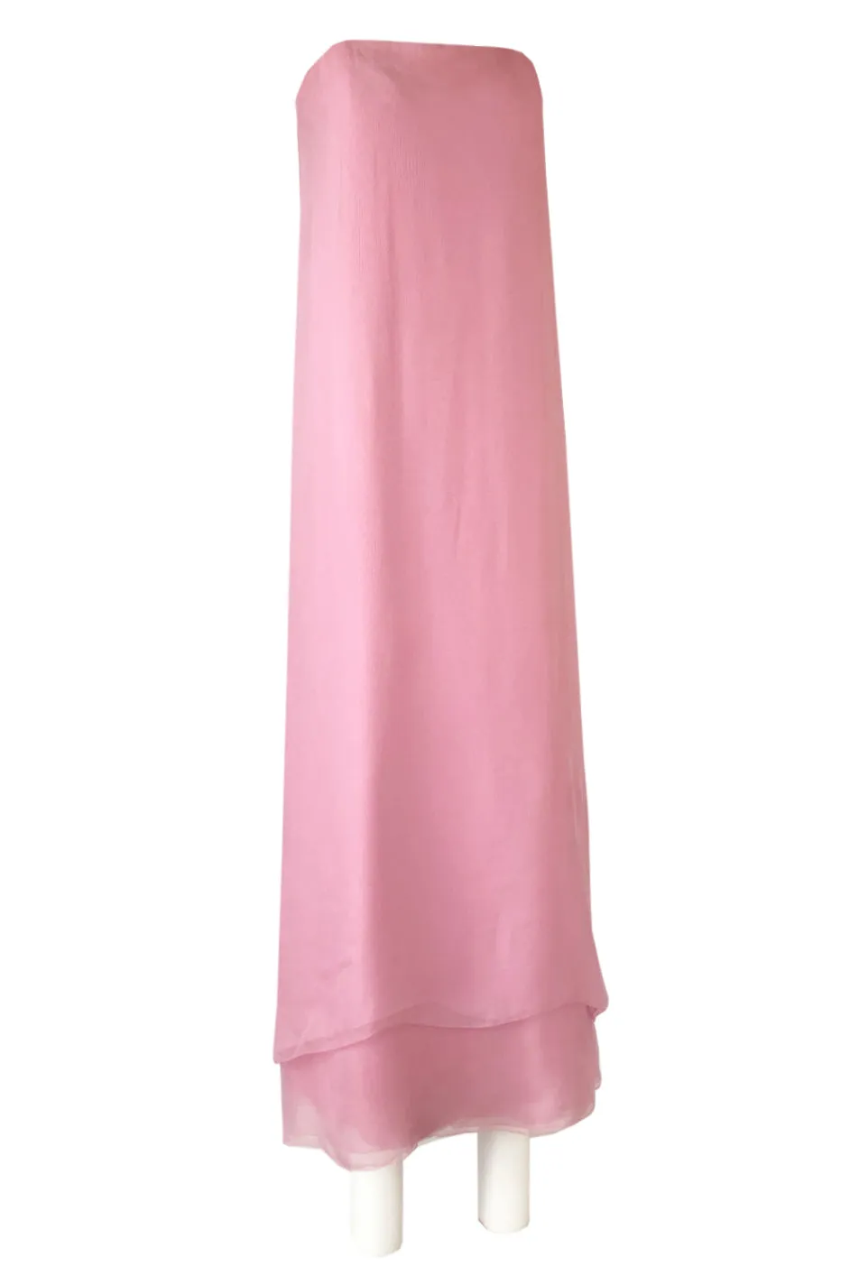 1960s George Stavropoulos Strapless Layered Light Pink SIlk Chiffon Dress