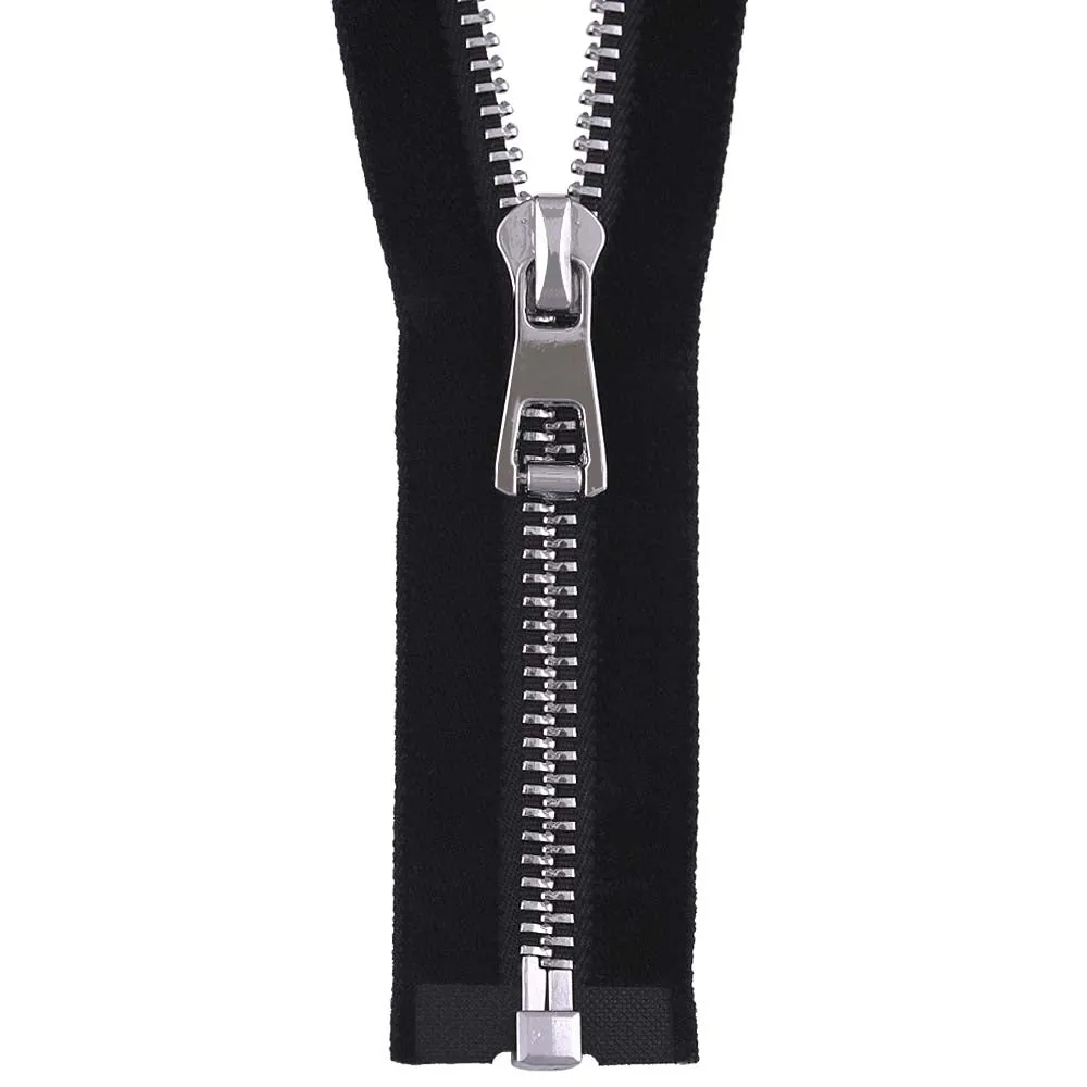 #5 Silver with Black Soft Velvet Tape Zipper for Designer Clothing