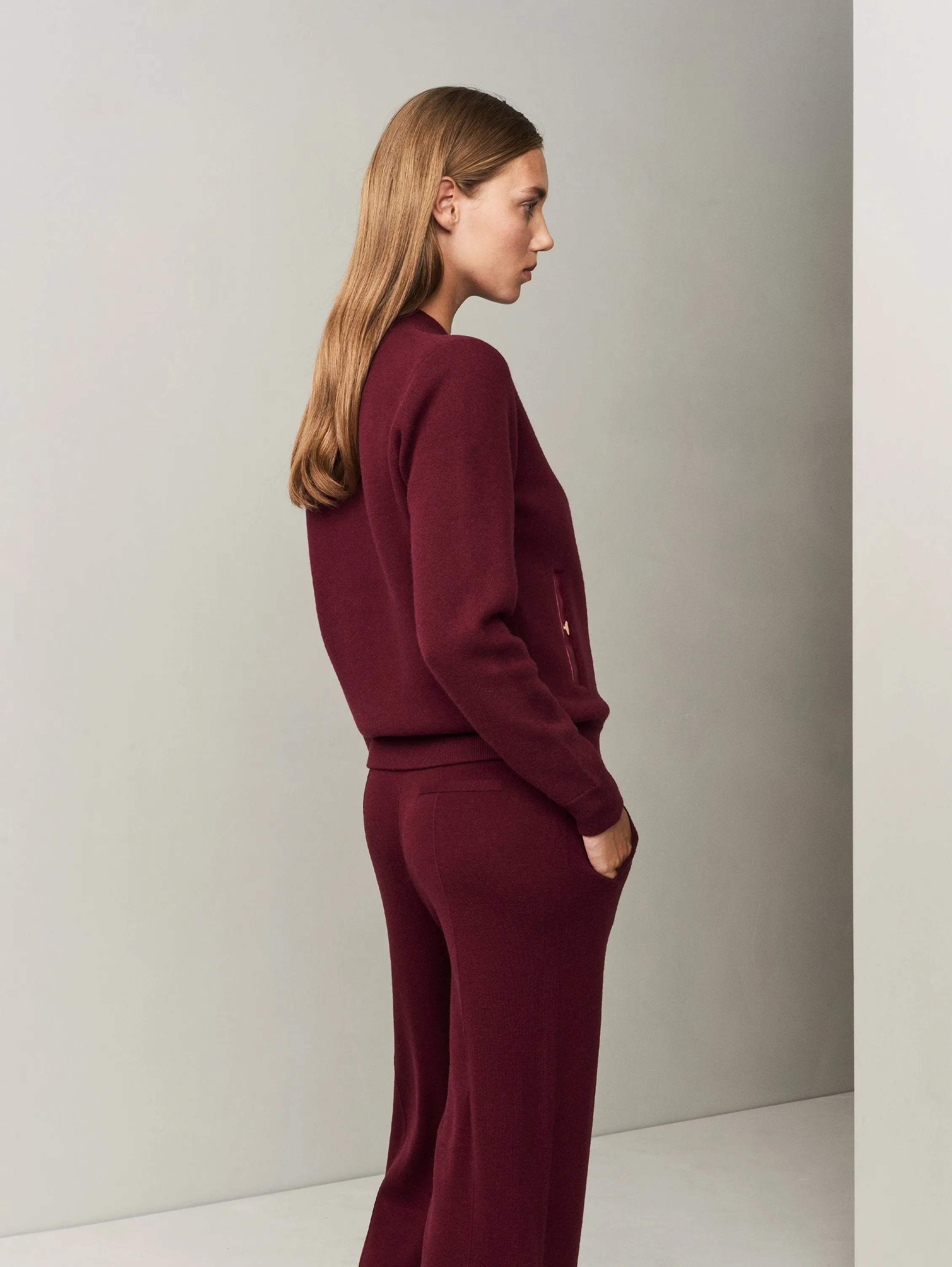 Aarhus Cashmere-Leather Bomber - Autumn Burgundy