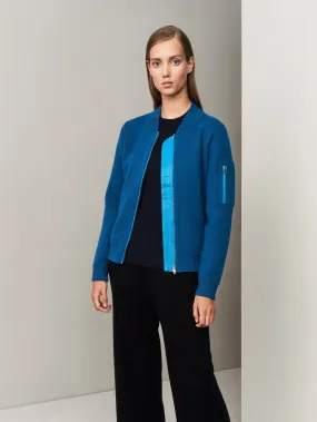 Aarhus Cashmere-Leather Bomber - Island Blue