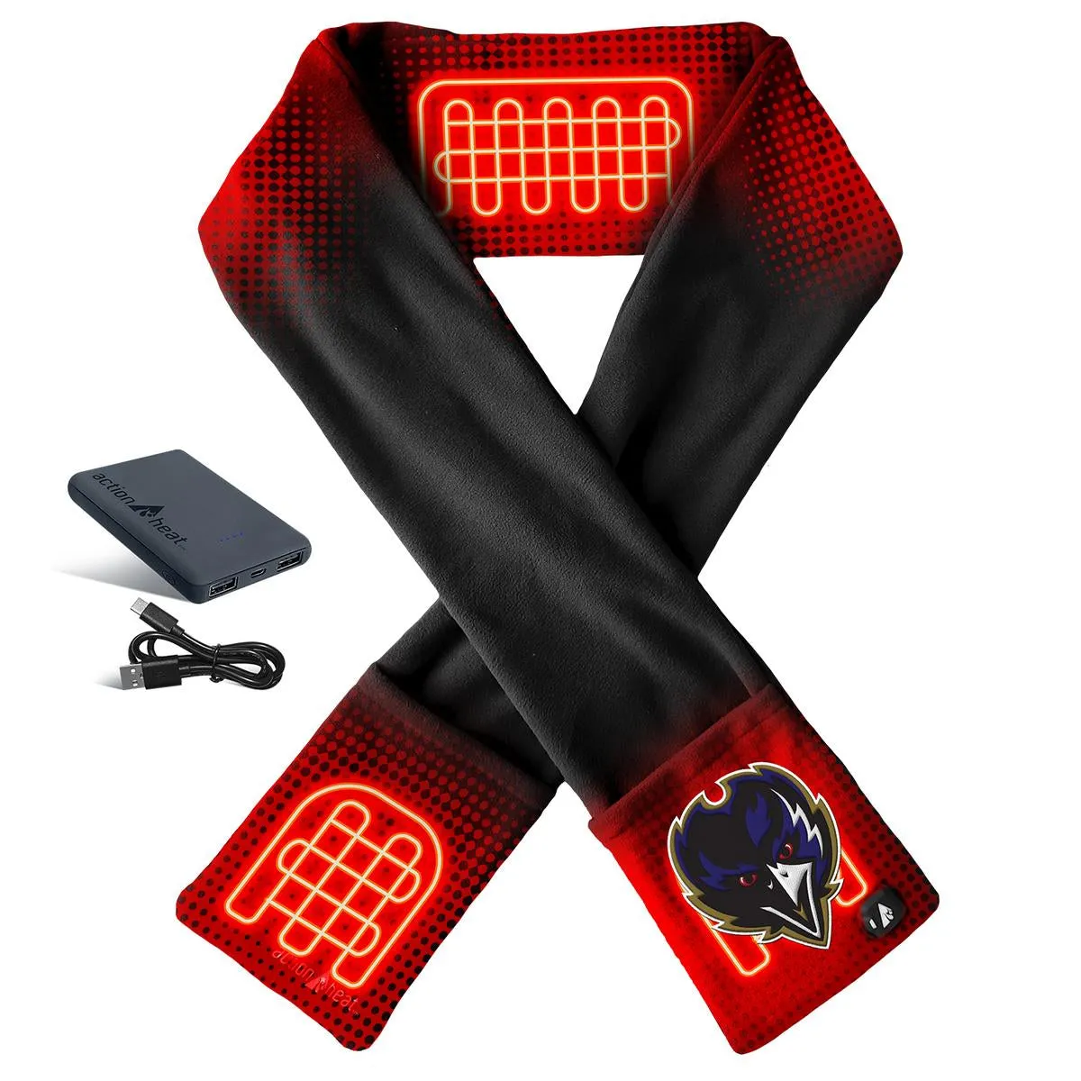 ActionHeat Baltimore Ravens 5V Battery Heated Scarf