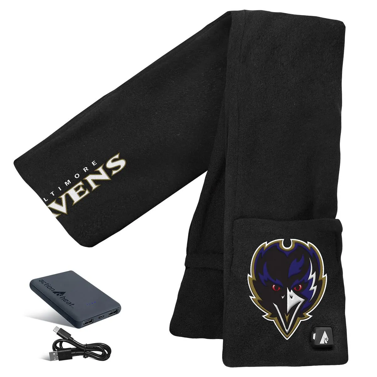 ActionHeat Baltimore Ravens 5V Battery Heated Scarf