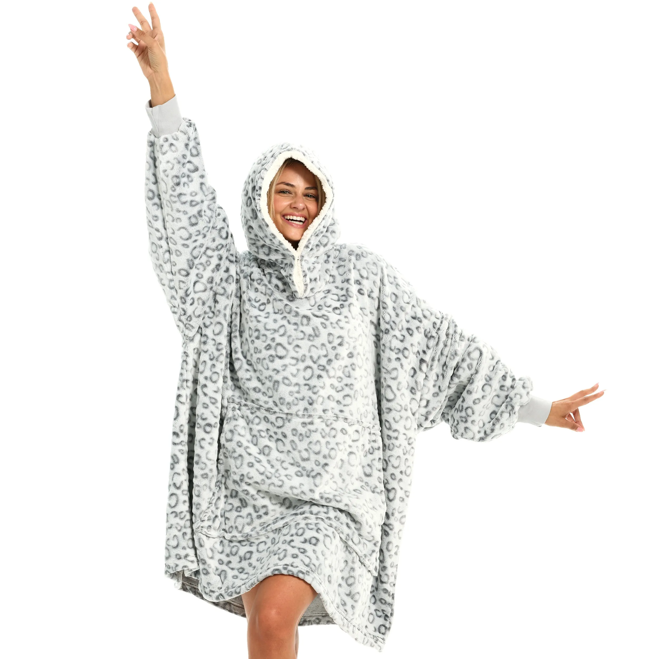 Adult Wearable Blanket Hoodie, Blanket with Sleeves for Men & Women, Big Hoodie, Hooded Blanket