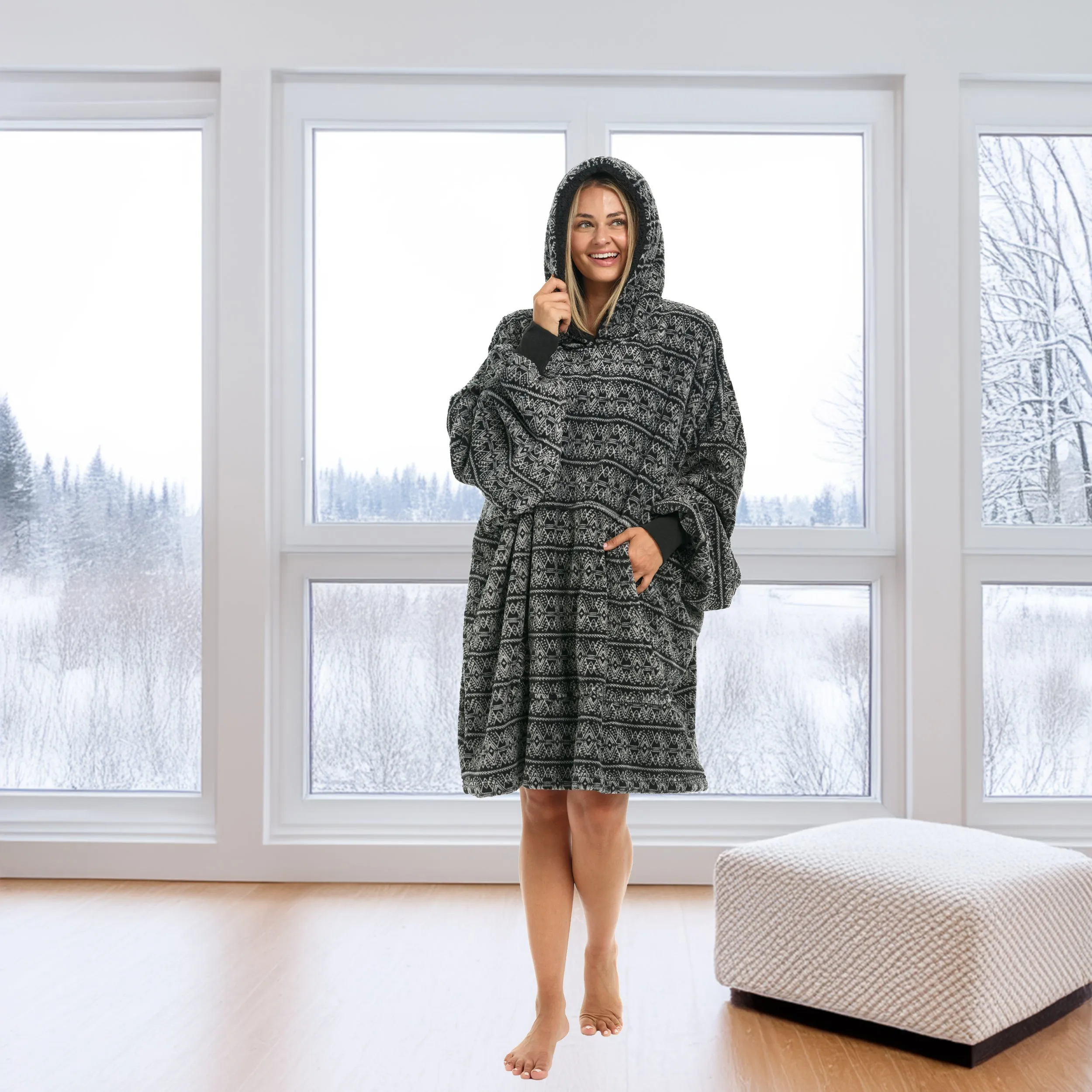 Adult Wearable Blanket Hoodie, Blanket with Sleeves for Men & Women, Big Hoodie, Hooded Blanket