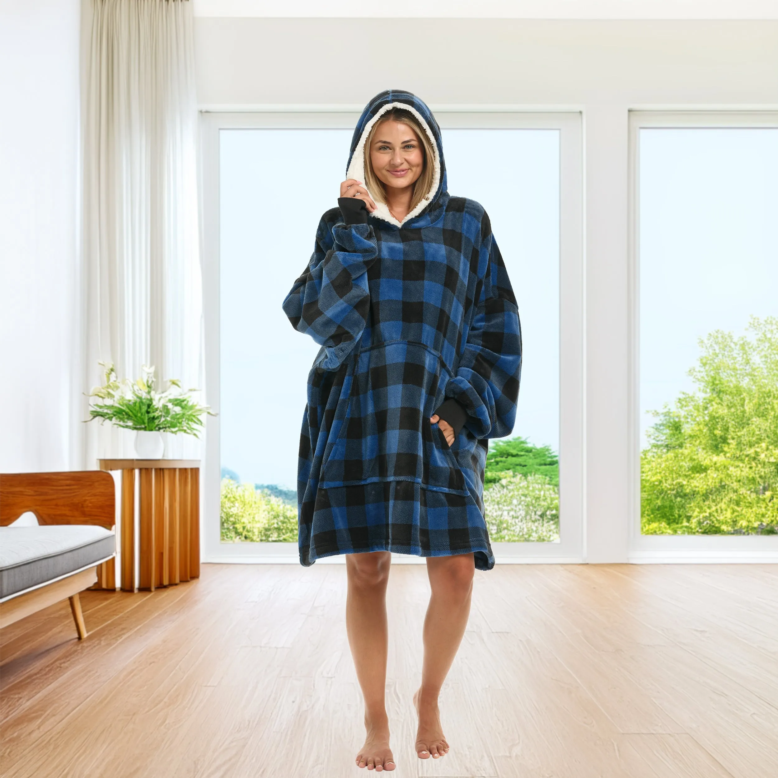 Adult Wearable Blanket Hoodie, Blanket with Sleeves for Men & Women, Big Hoodie, Hooded Blanket