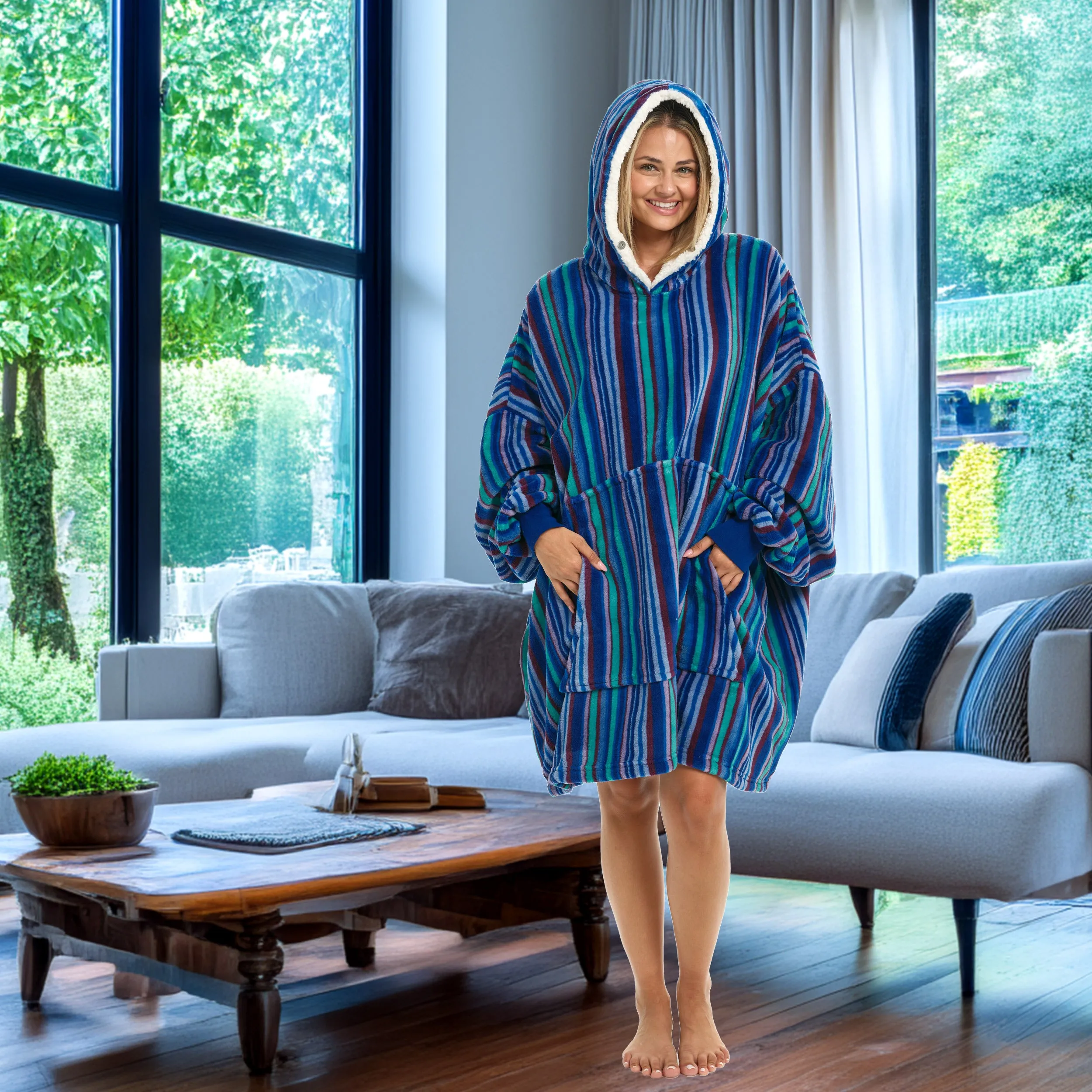 Adult Wearable Blanket Hoodie, Blanket with Sleeves for Men & Women, Big Hoodie, Hooded Blanket