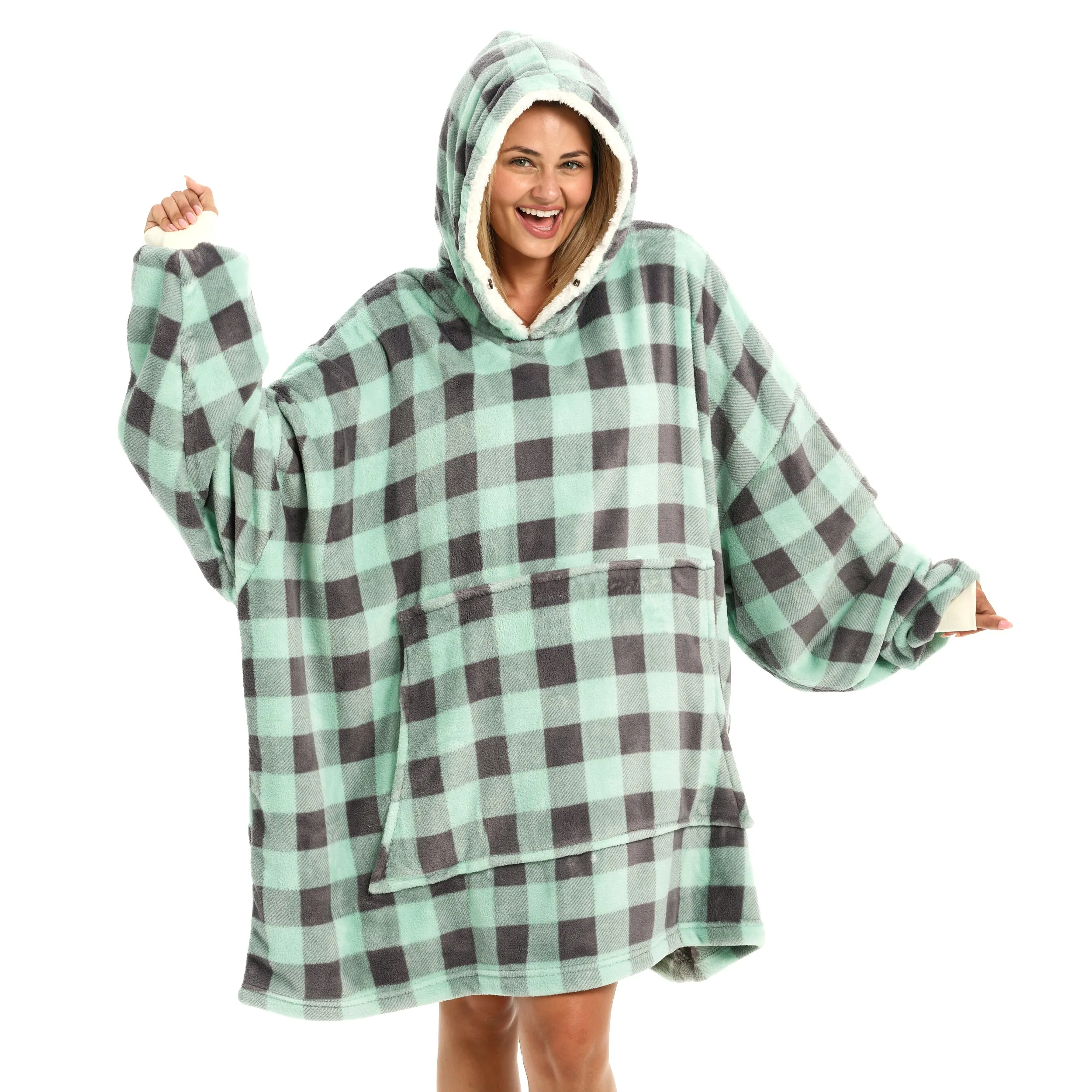 Adult Wearable Blanket Hoodie, Blanket with Sleeves for Men & Women, Big Hoodie, Hooded Blanket