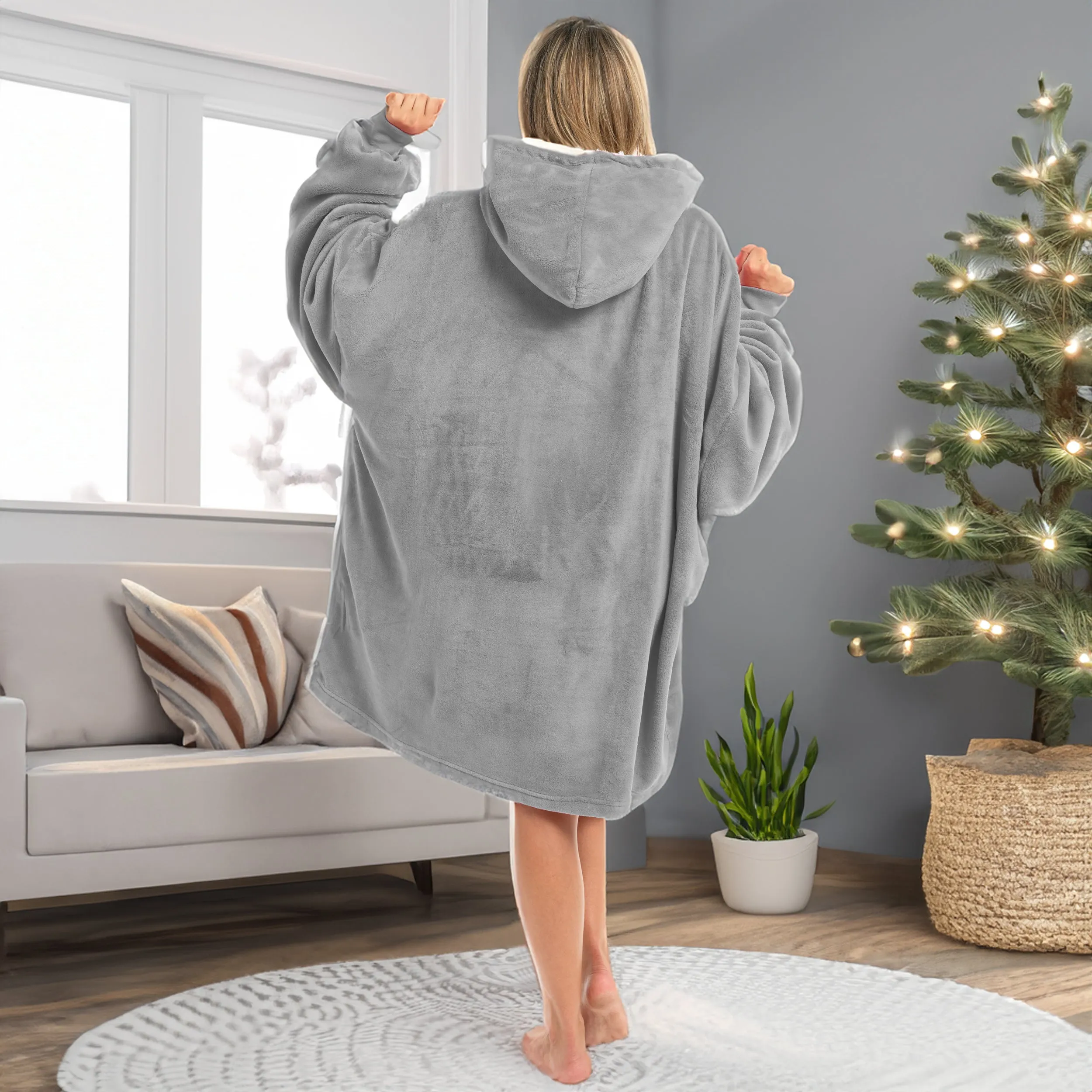 Adult Wearable Blanket Hoodie, Blanket with Sleeves for Men & Women, Big Hoodie, Hooded Blanket