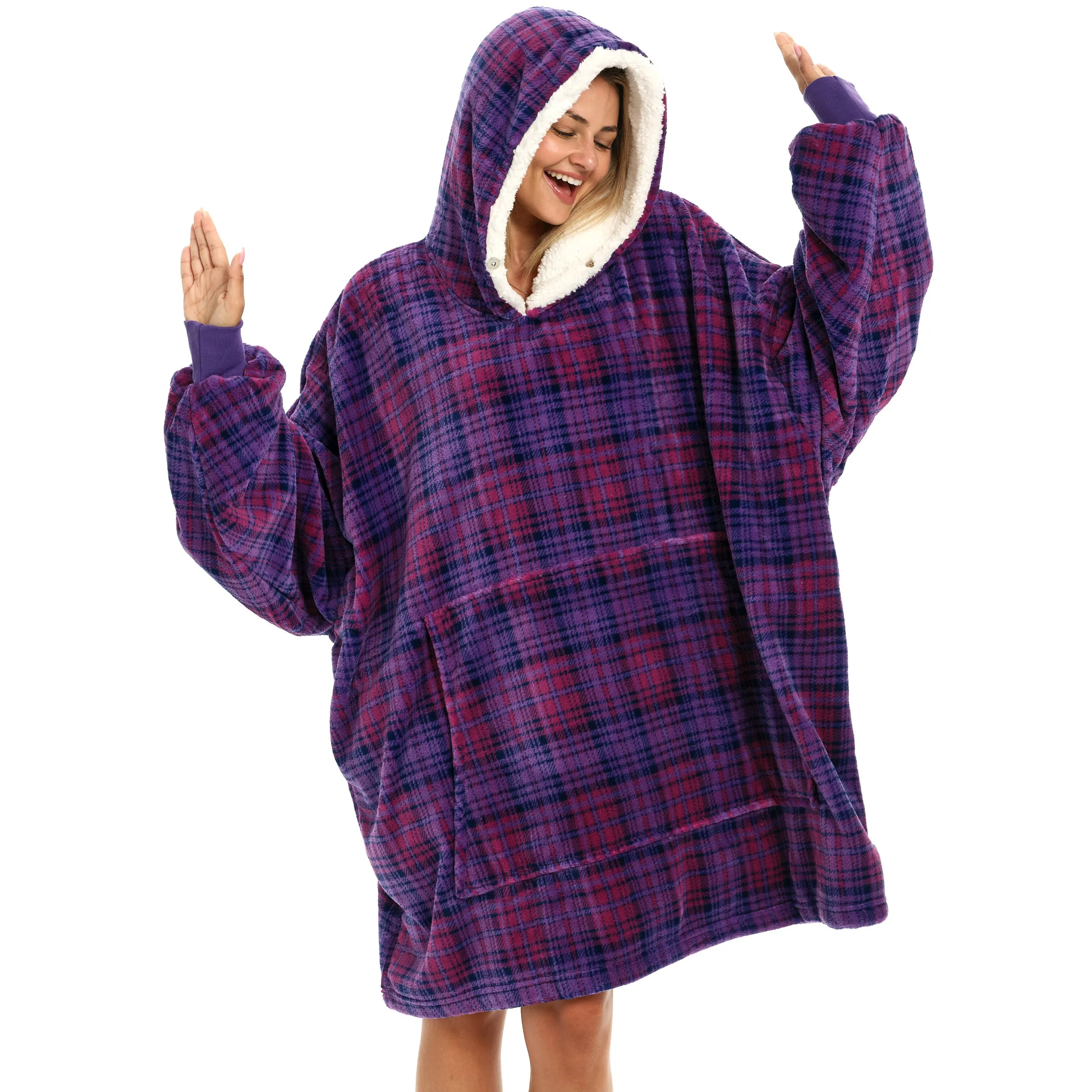 Adult Wearable Blanket Hoodie, Blanket with Sleeves for Men & Women, Big Hoodie, Hooded Blanket