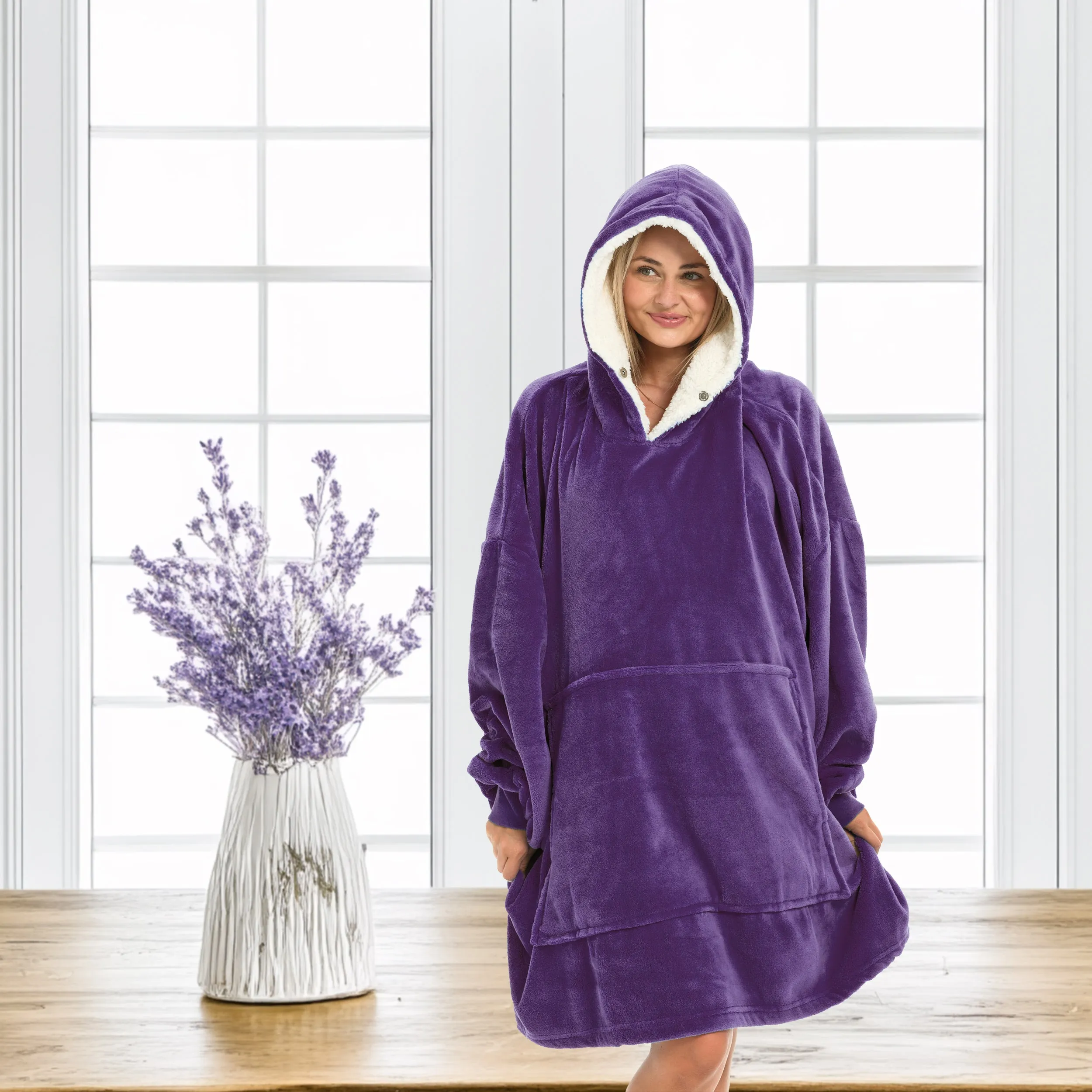 Adult Wearable Blanket Hoodie, Blanket with Sleeves for Men & Women, Big Hoodie, Hooded Blanket