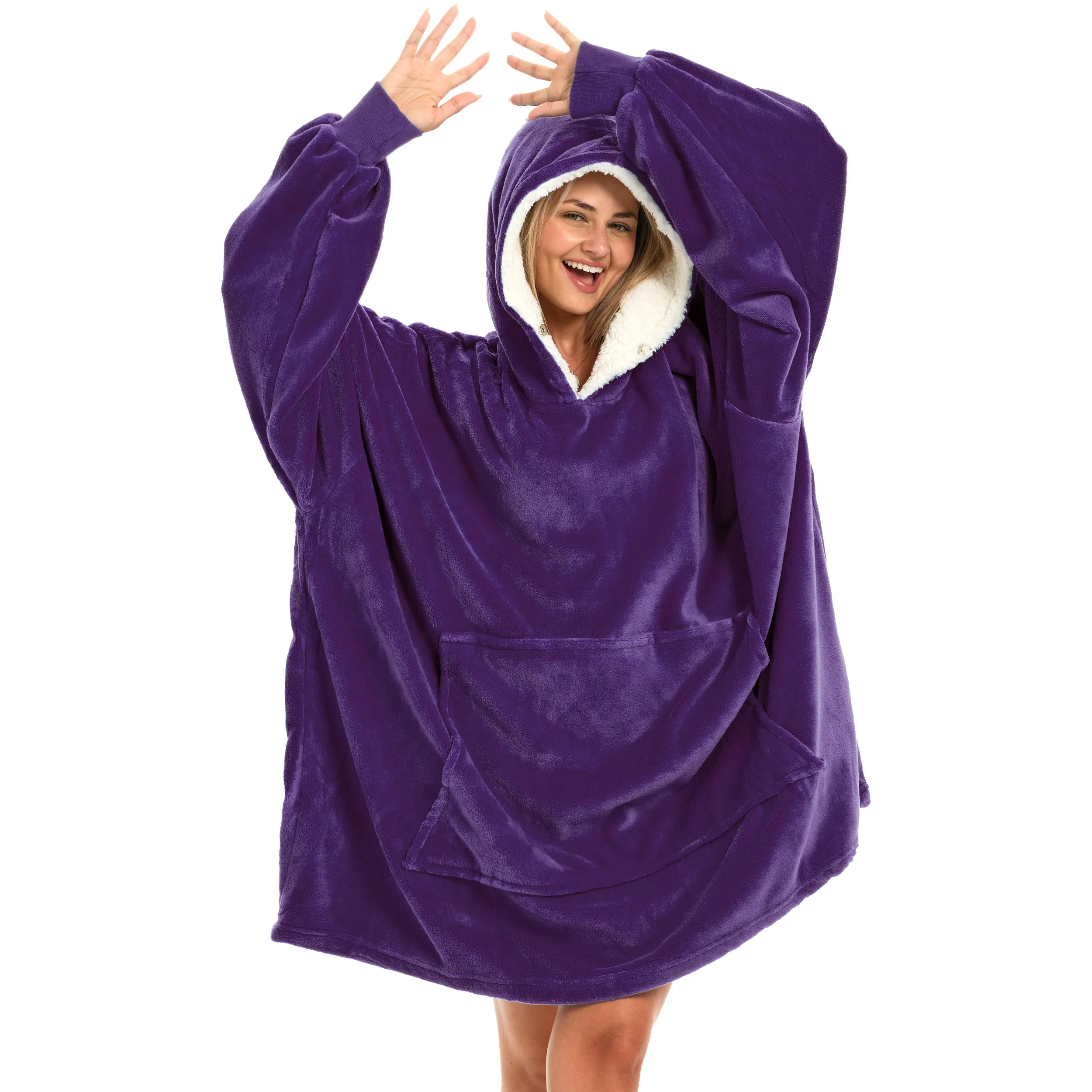 Adult Wearable Blanket Hoodie, Blanket with Sleeves for Men & Women, Big Hoodie, Hooded Blanket