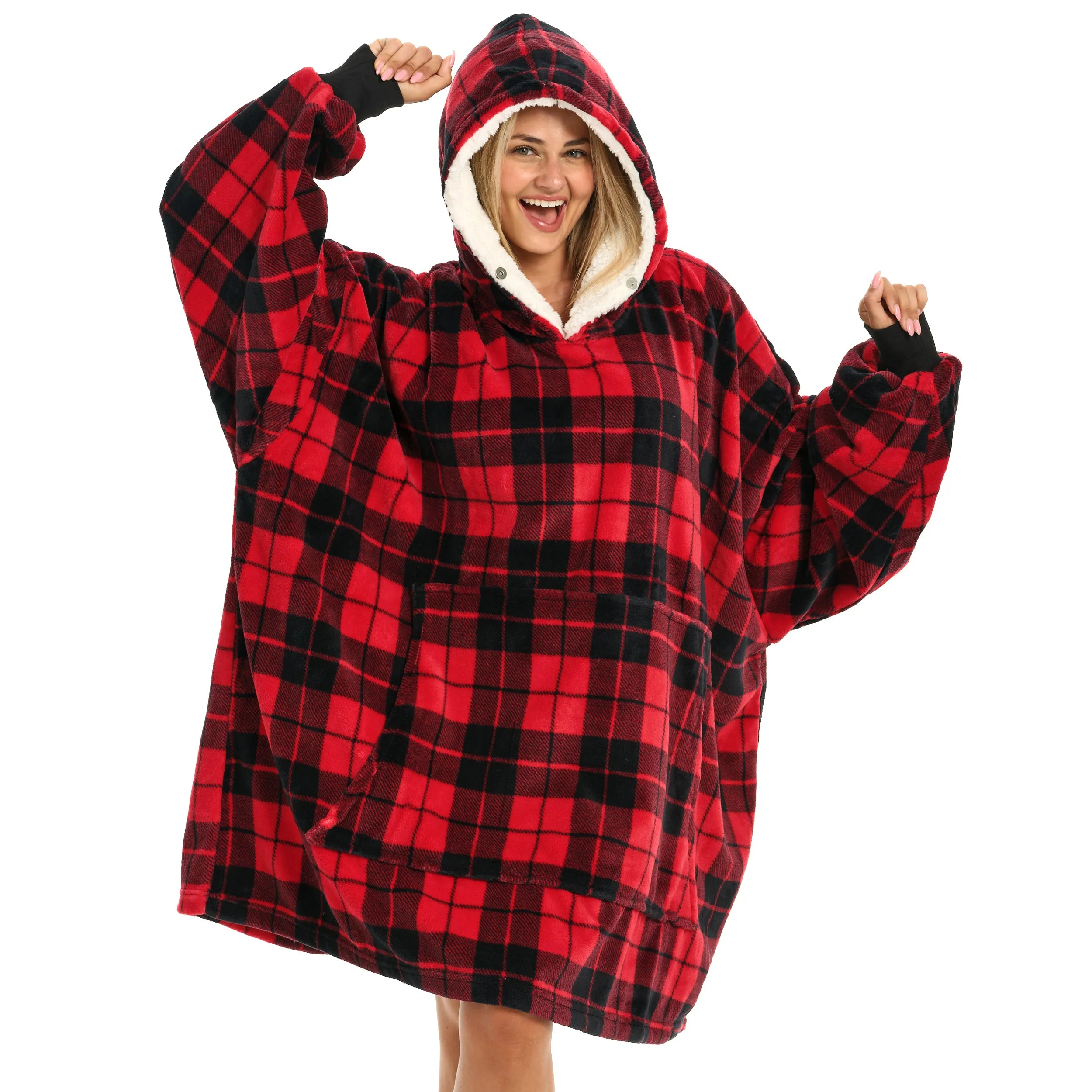 Adult Wearable Blanket Hoodie, Blanket with Sleeves for Men & Women, Big Hoodie, Hooded Blanket