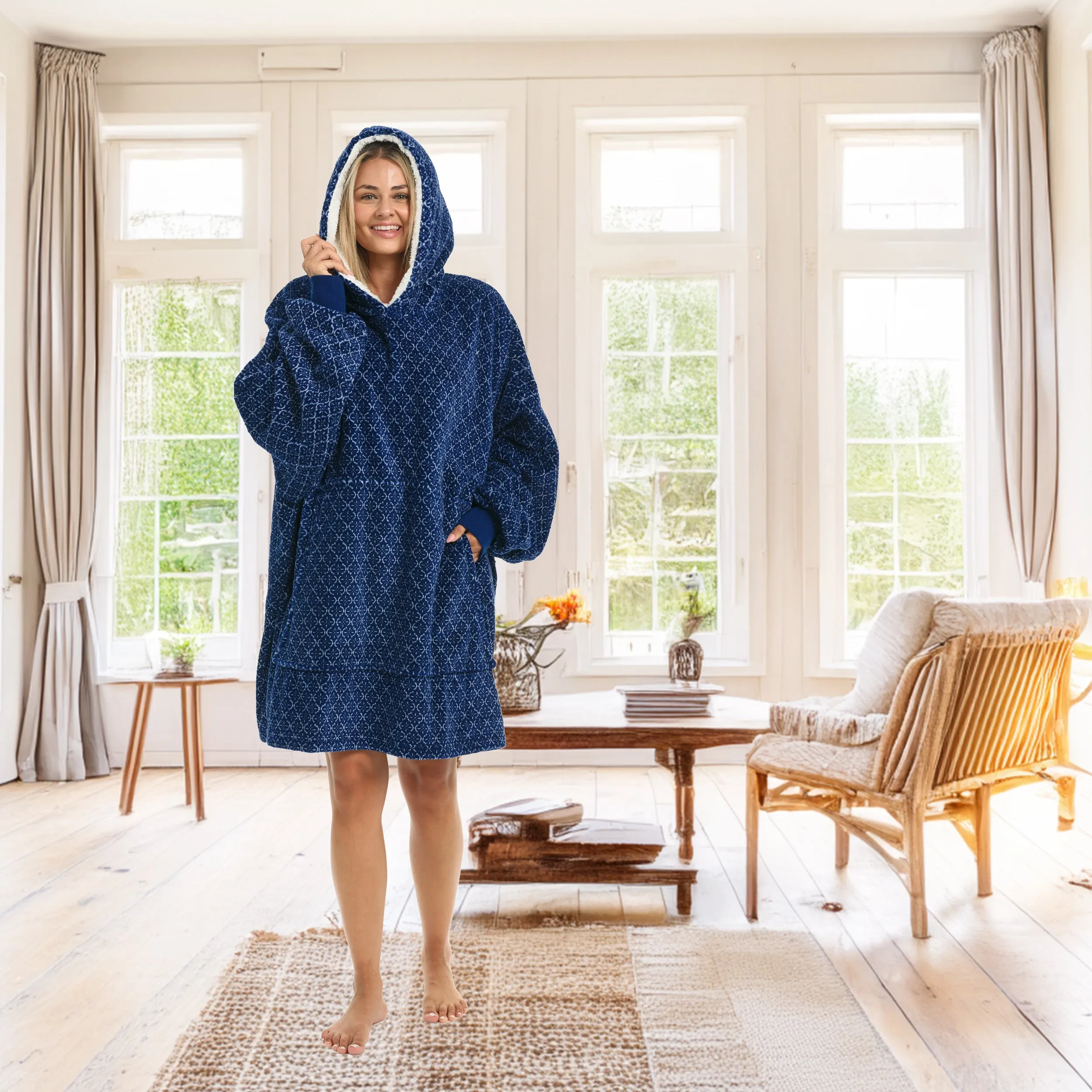 Adult Wearable Blanket Hoodie, Blanket with Sleeves for Men & Women, Big Hoodie, Hooded Blanket