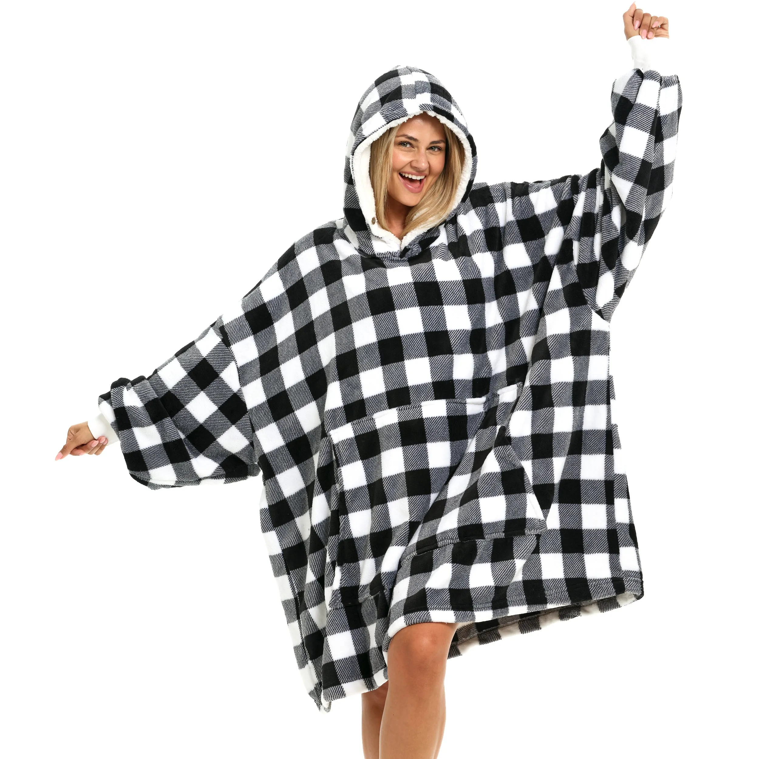 Adult Wearable Blanket Hoodie, Blanket with Sleeves for Men & Women, Big Hoodie, Hooded Blanket