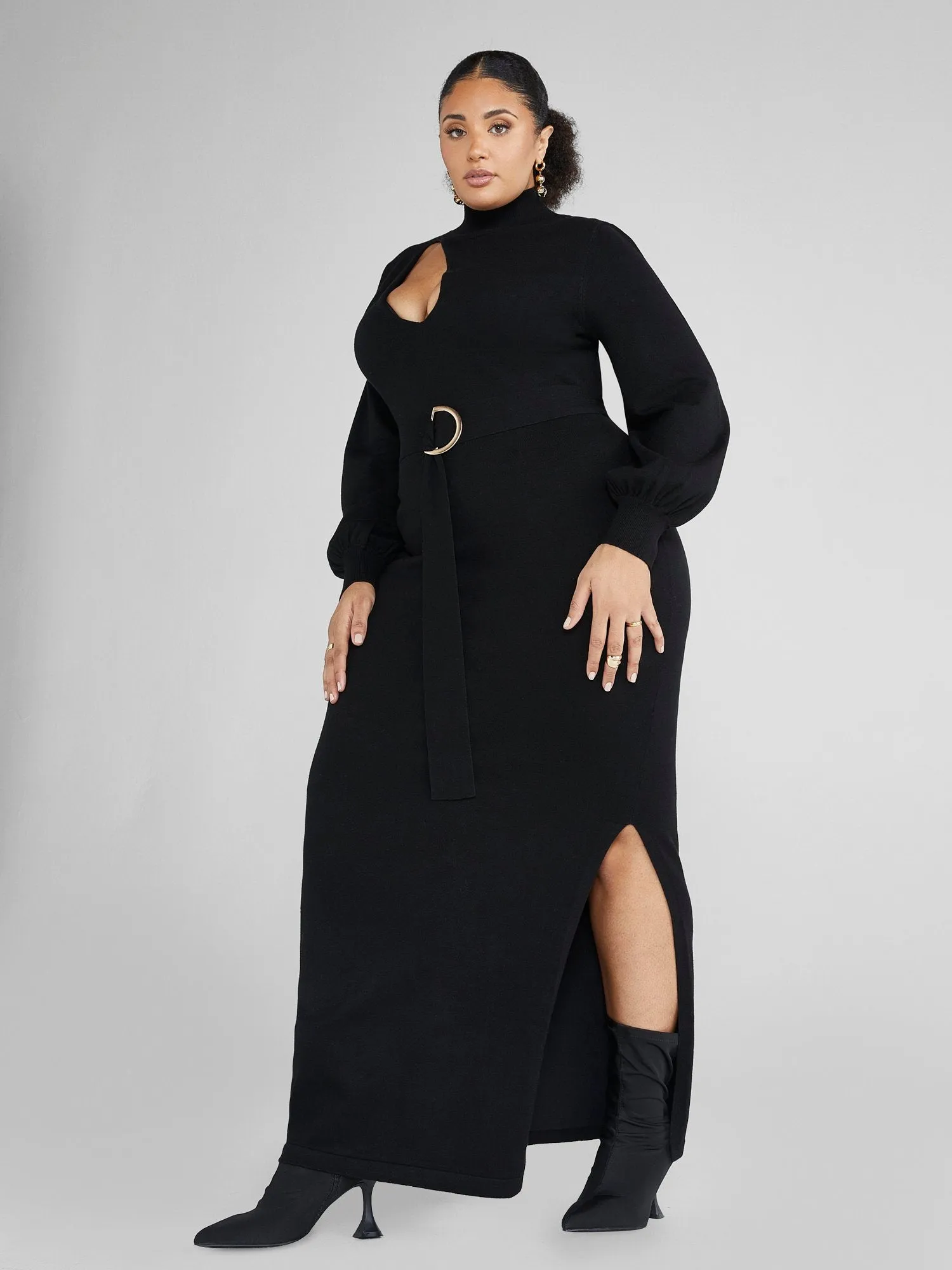 Alisha Cutout Belted Maxi Sweater Dress