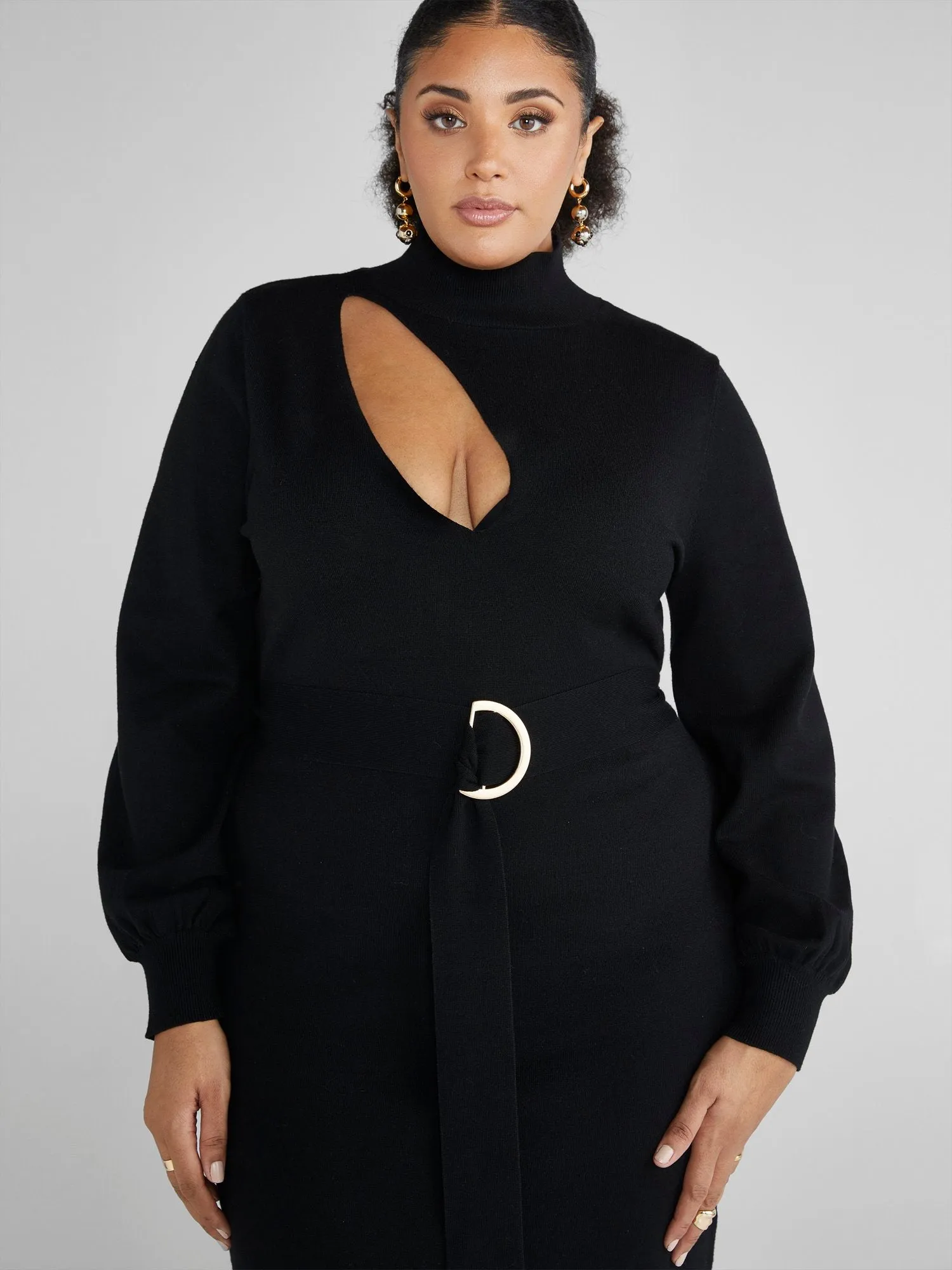 Alisha Cutout Belted Maxi Sweater Dress