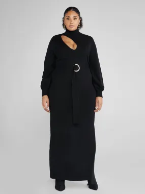 Alisha Cutout Belted Maxi Sweater Dress