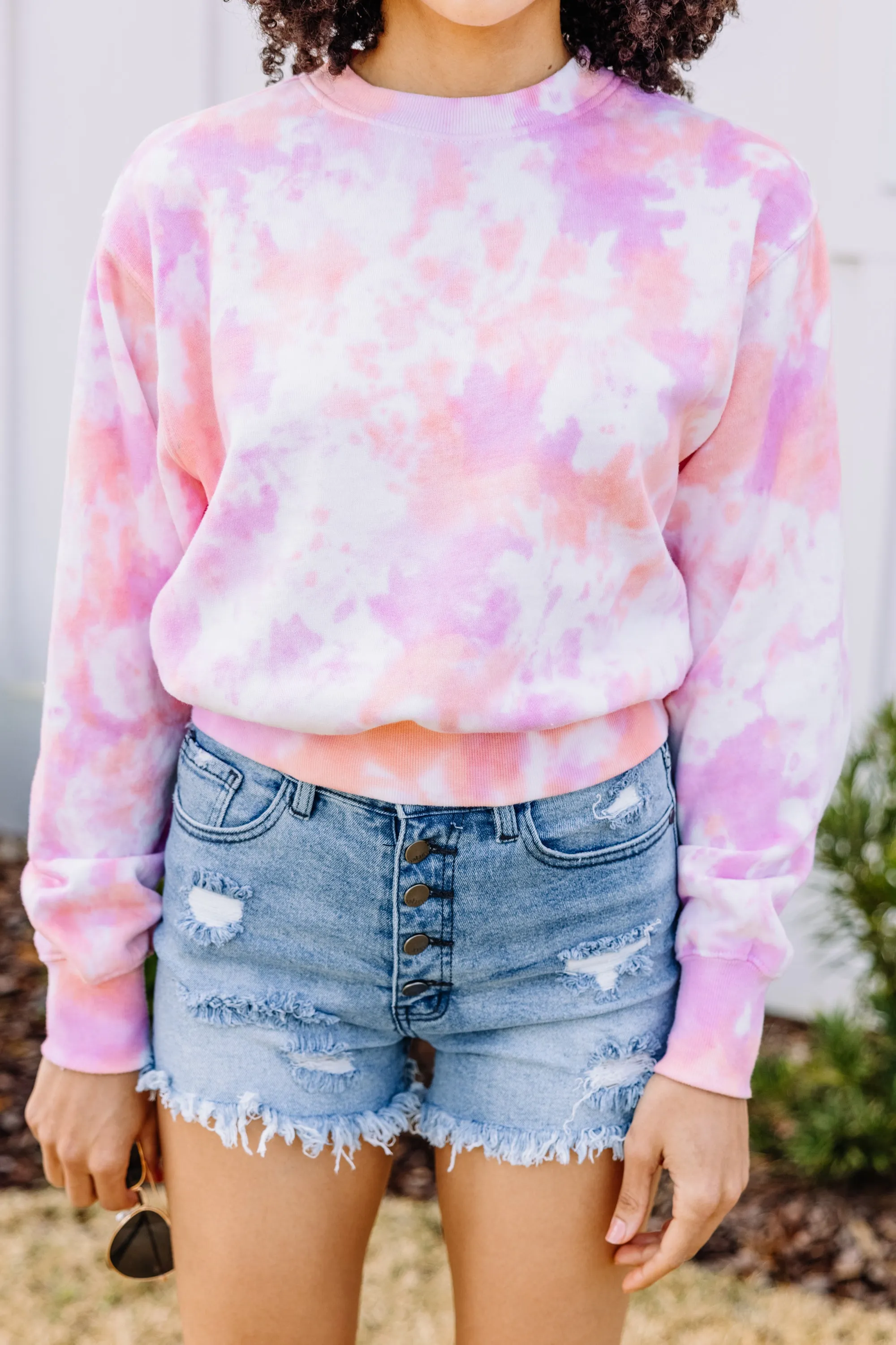 All Good Vibes Pink Tie Dye Pullover