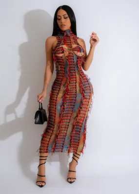 All My Truth Mesh Midi Dress Red