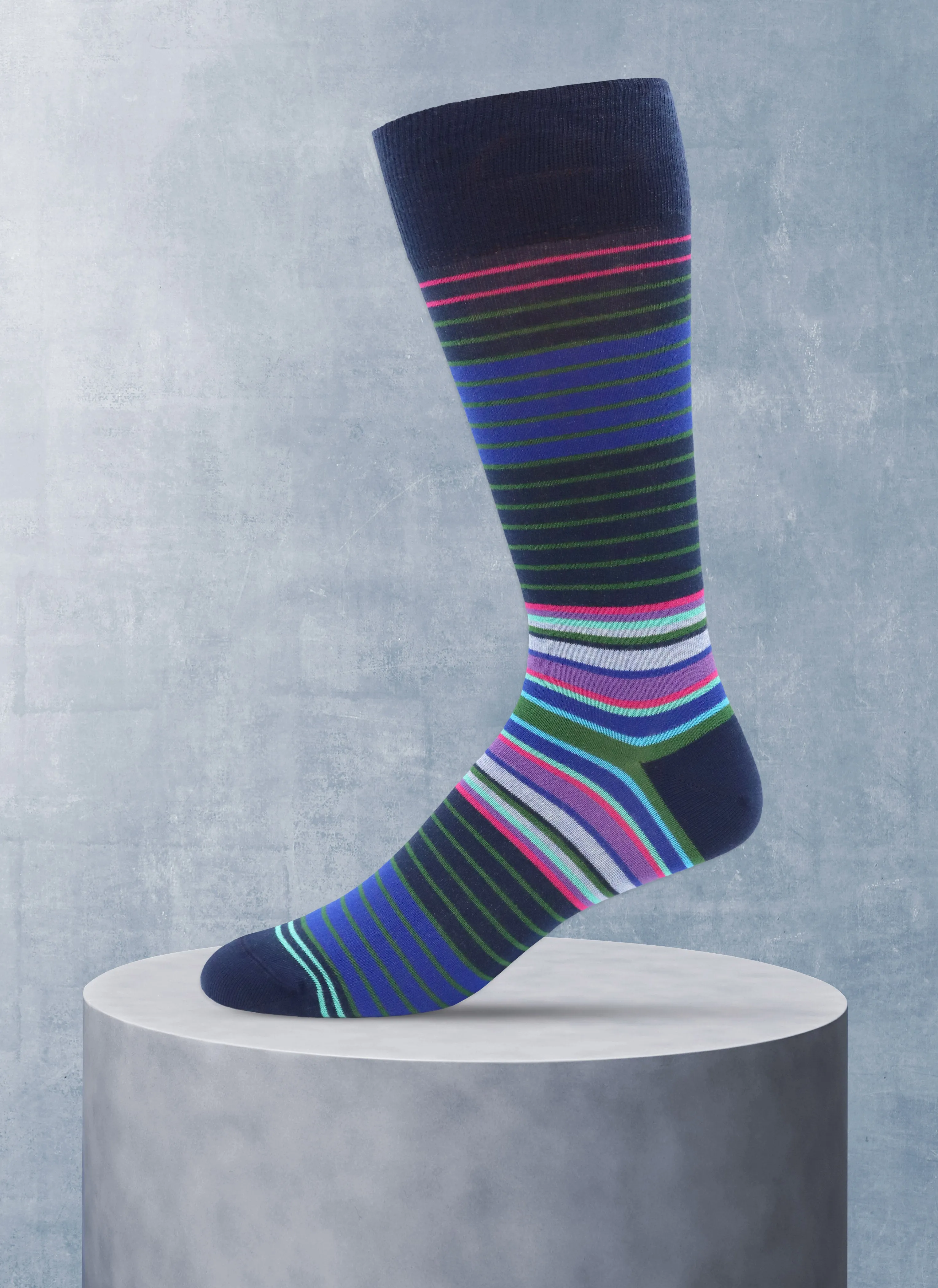 Ankle Stripe Sock in Navy