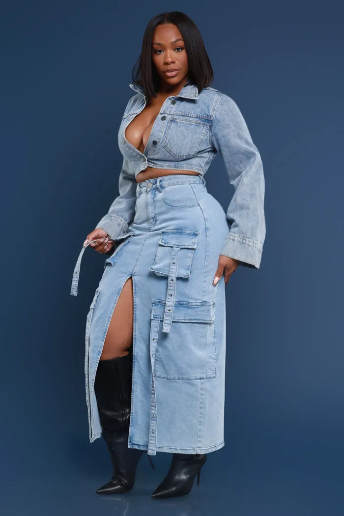 Any Way Cropped Denim Jacket - Blue