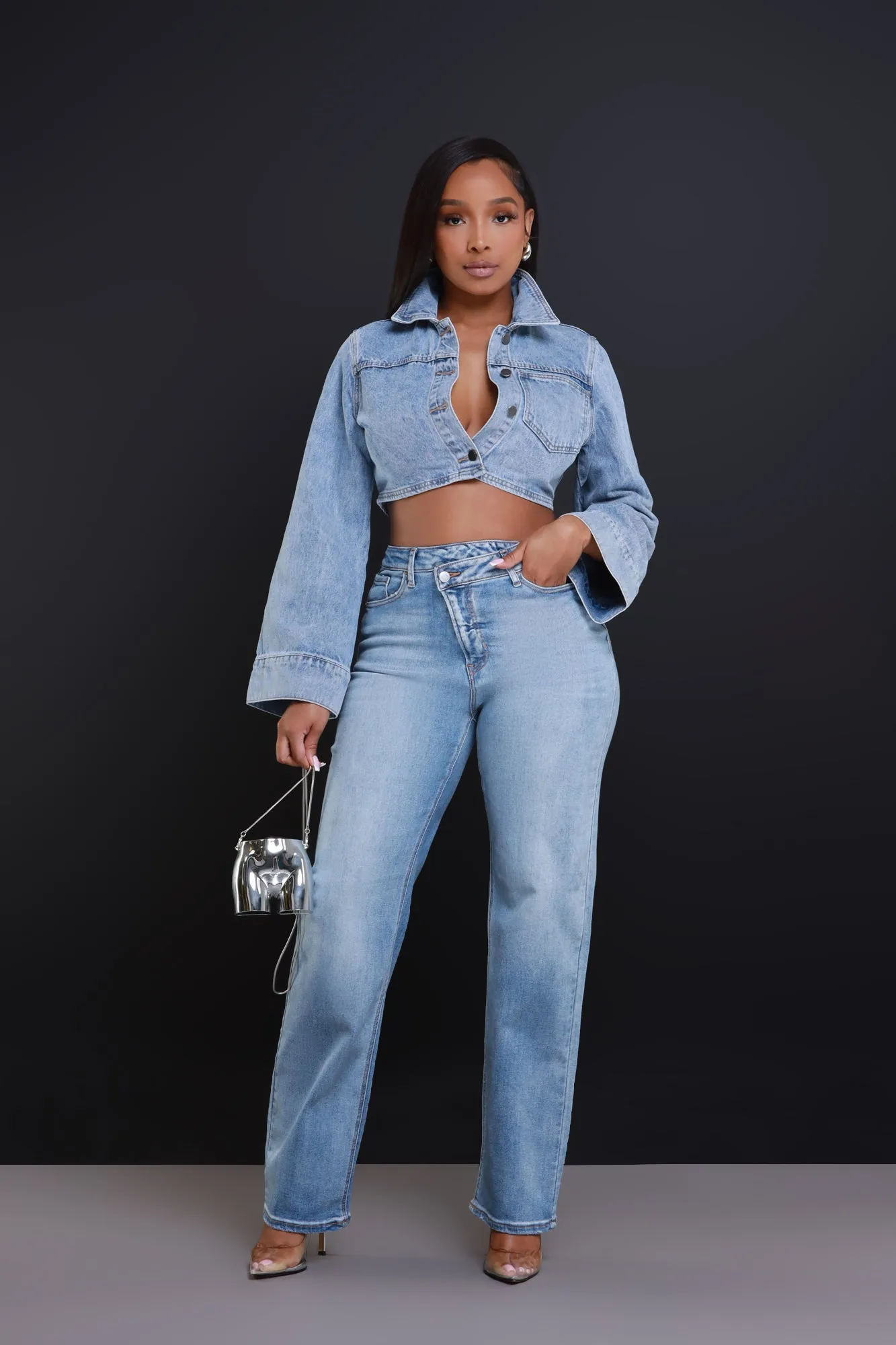 Any Way Cropped Denim Jacket - Blue