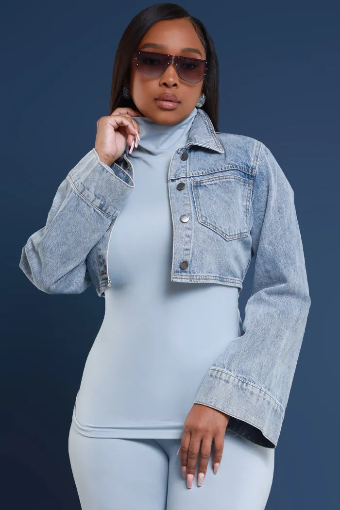 Any Way Cropped Denim Jacket - Blue