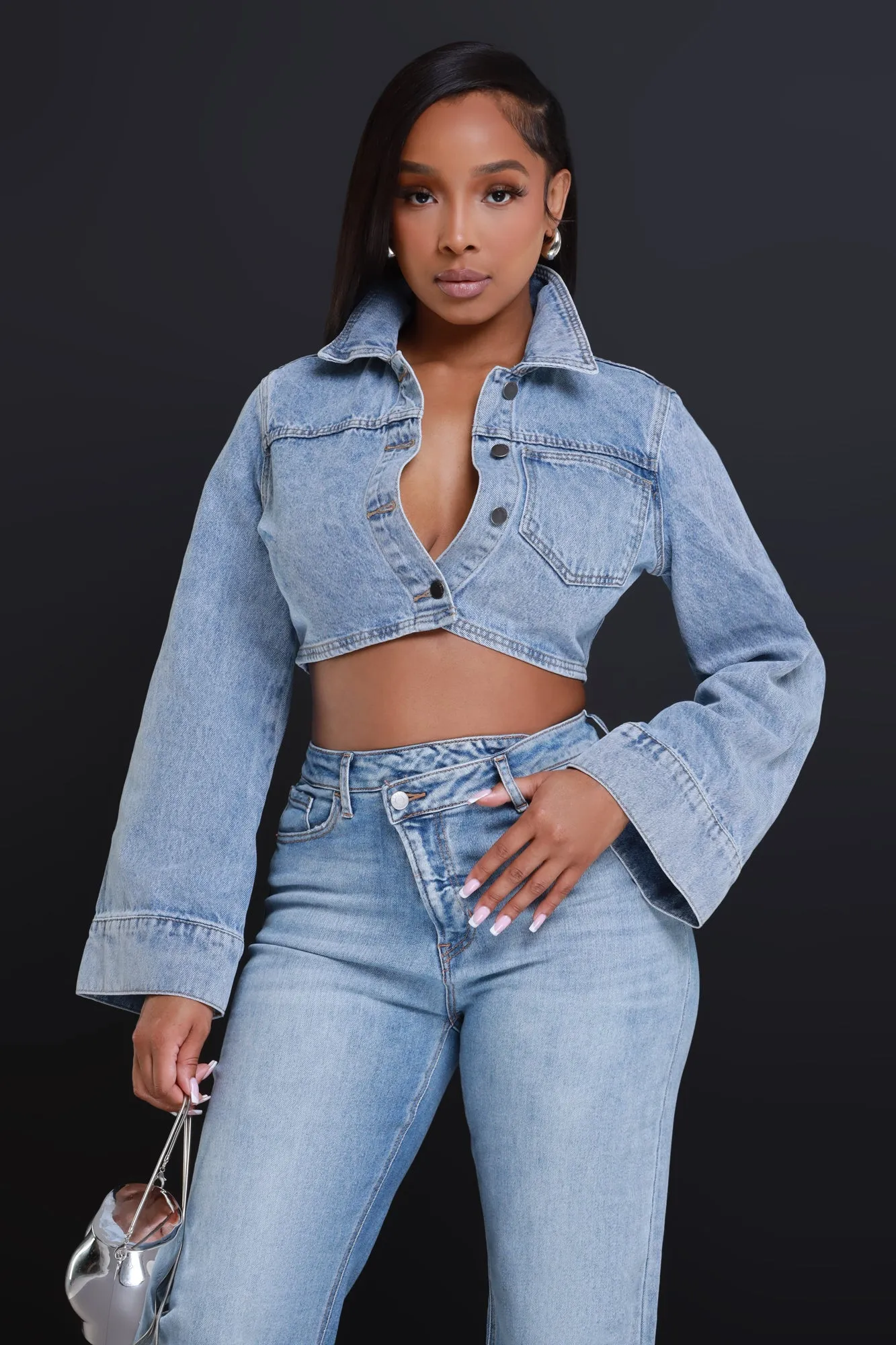 Any Way Cropped Denim Jacket - Blue