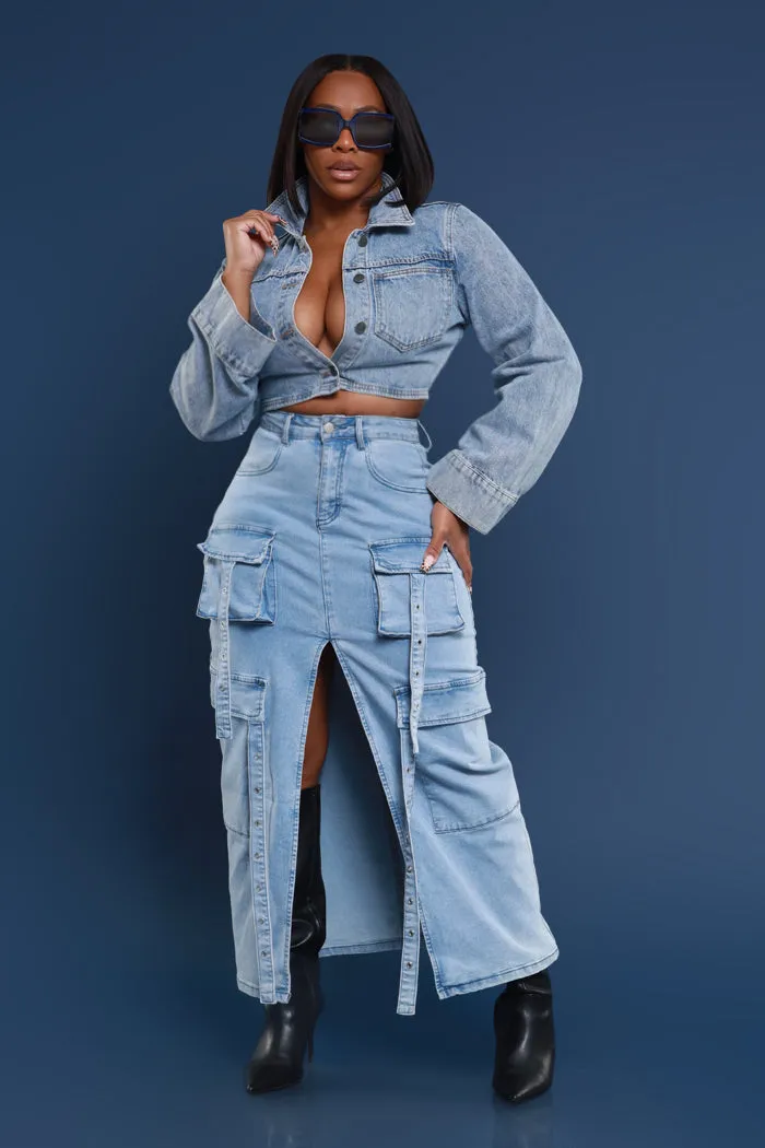 Any Way Cropped Denim Jacket - Blue