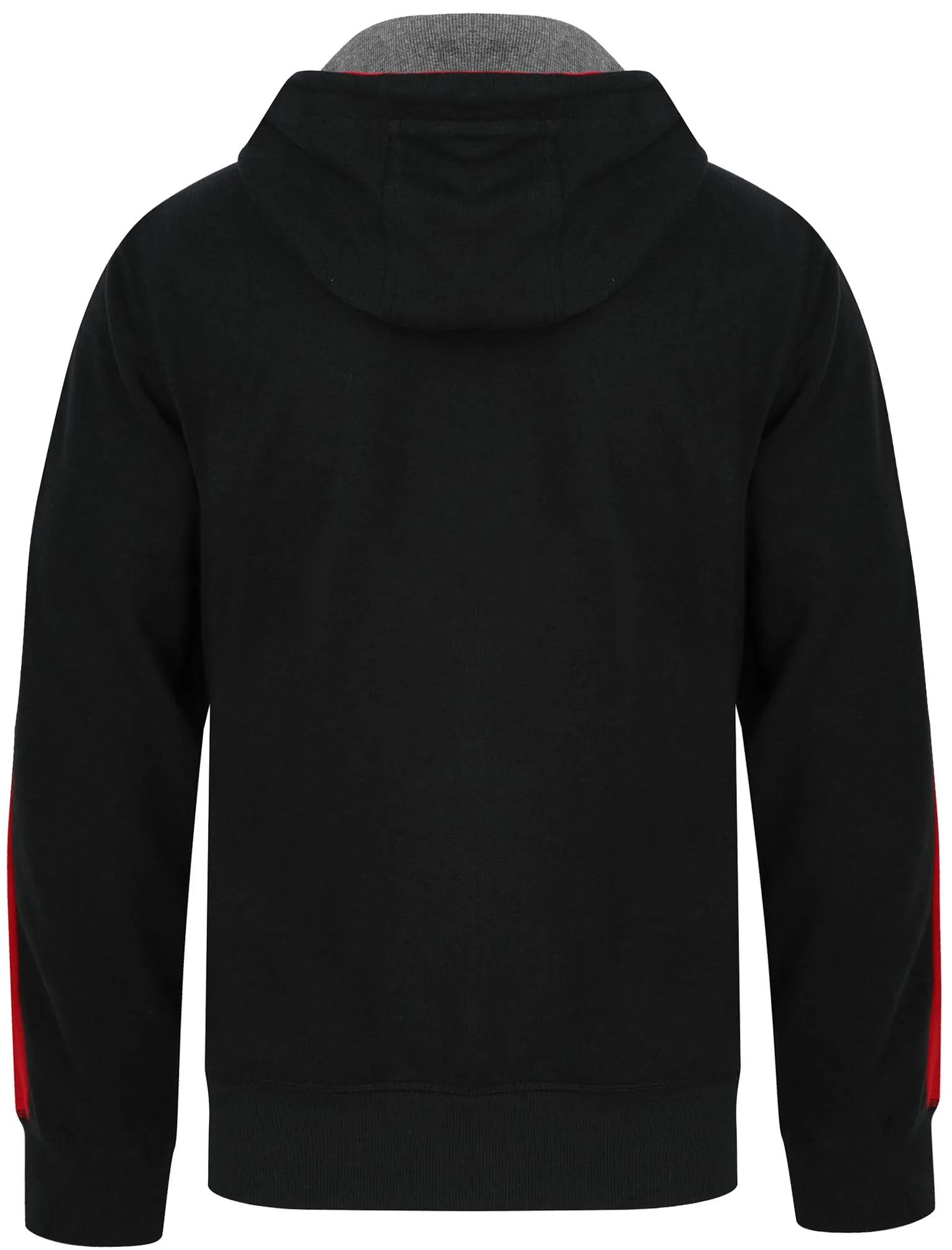 Asmodeus Brushback Fleece Zip Through Hoodie with Contrast Sleeve Panels in Jet Black - Tokyo Laundry