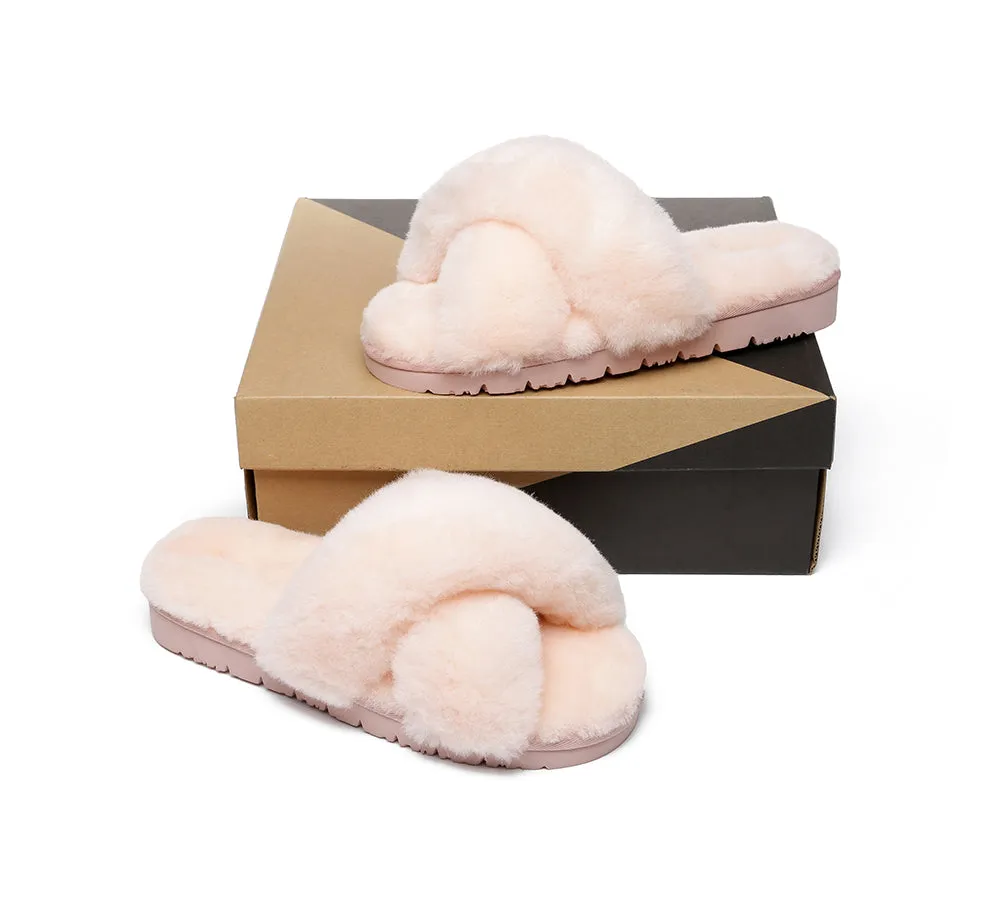 AUSTRALIAN SHEPHERD® UGG Women Crossover Fluffy Slides Leanna