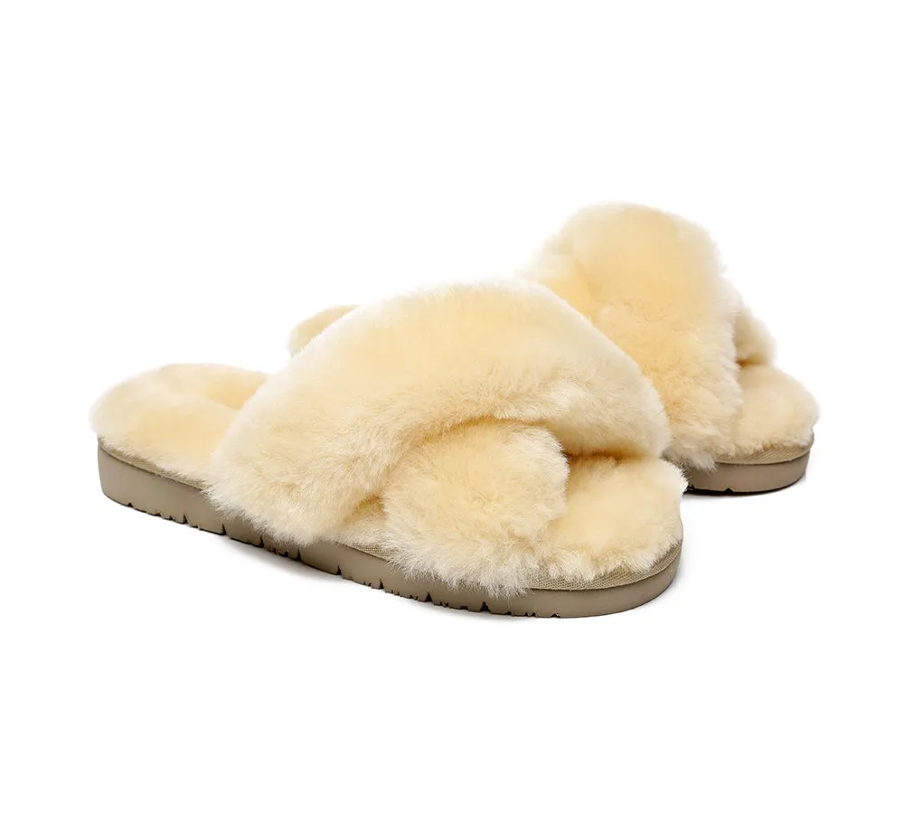 AUSTRALIAN SHEPHERD® UGG Women Crossover Fluffy Slides Leanna