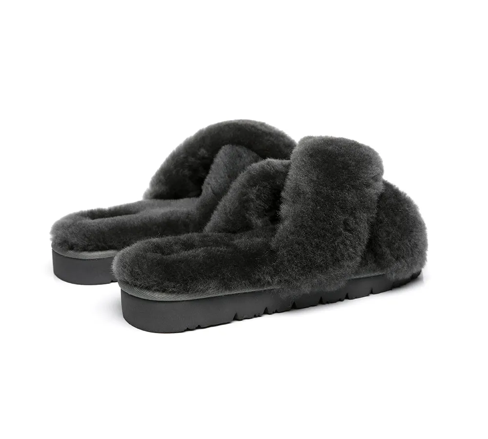 AUSTRALIAN SHEPHERD® UGG Women Crossover Fluffy Slides Leanna