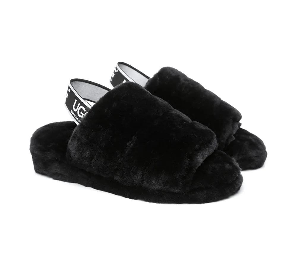 AUSTRALIAN SHEPHERD® UGG Women Slingback Fluffy Slides Puffy